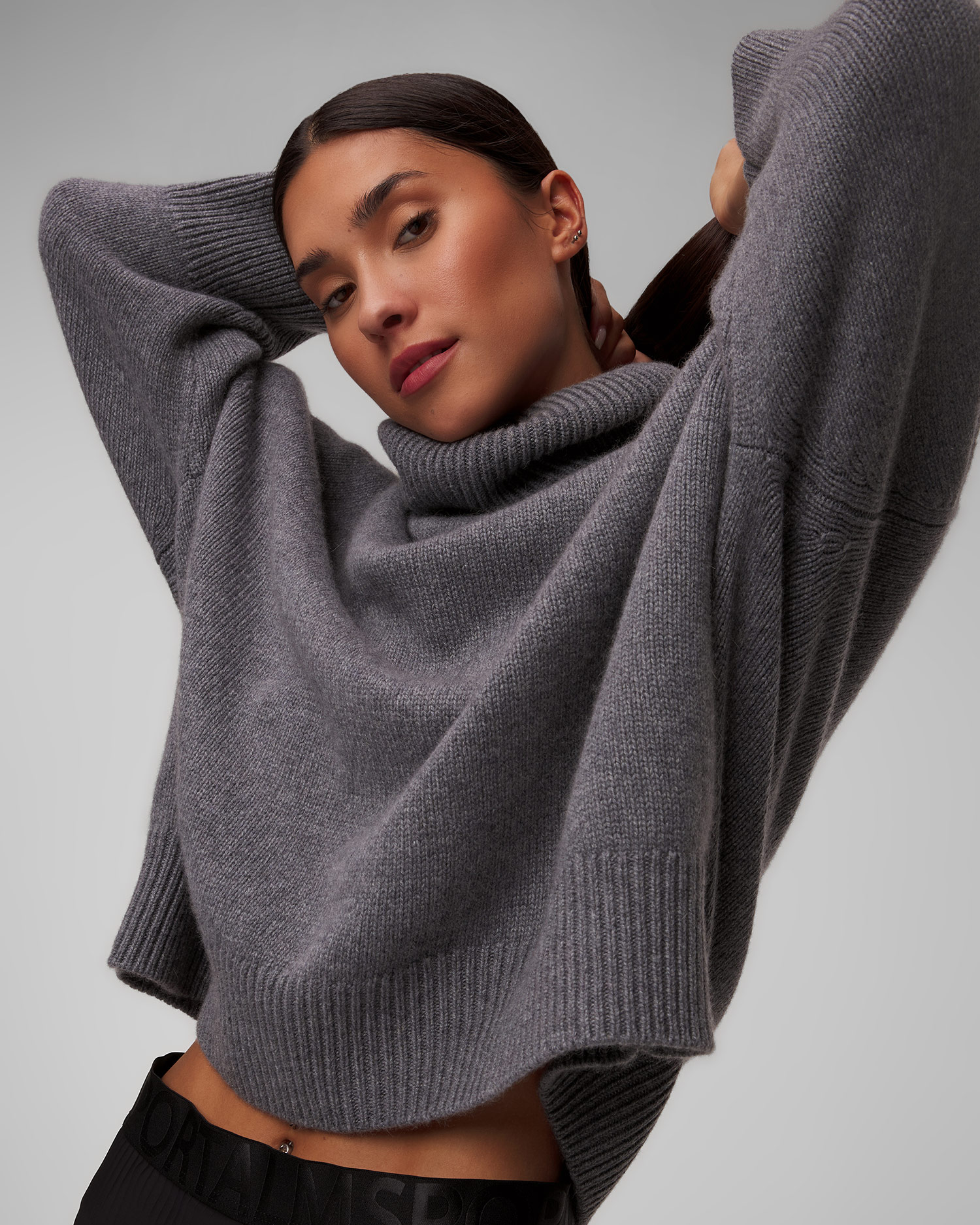 Women's grey cashmere turtleneck Kujten Diana
