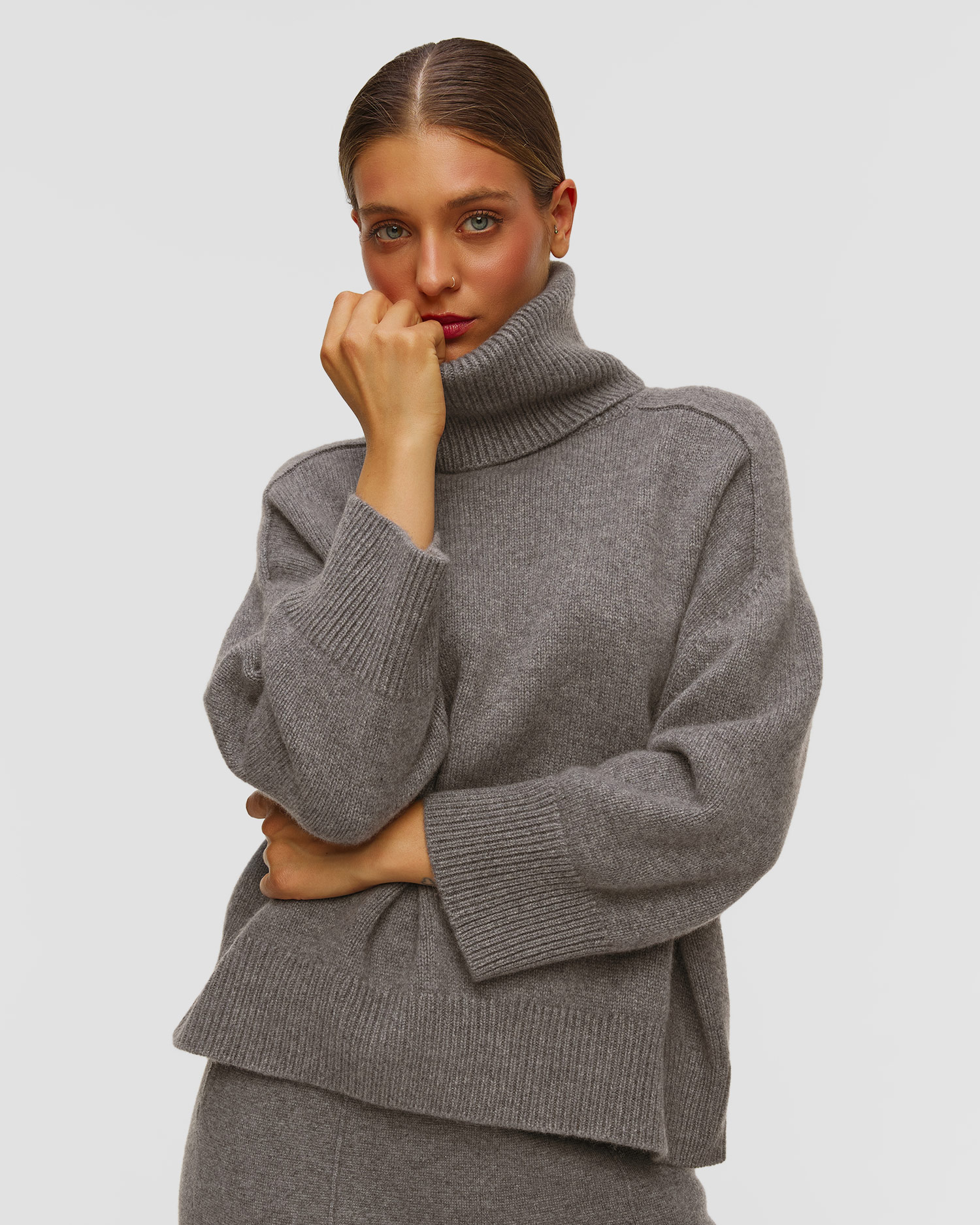 Kujten Diana Rollkragenpullover aus Kaschmir für Damen in Grau