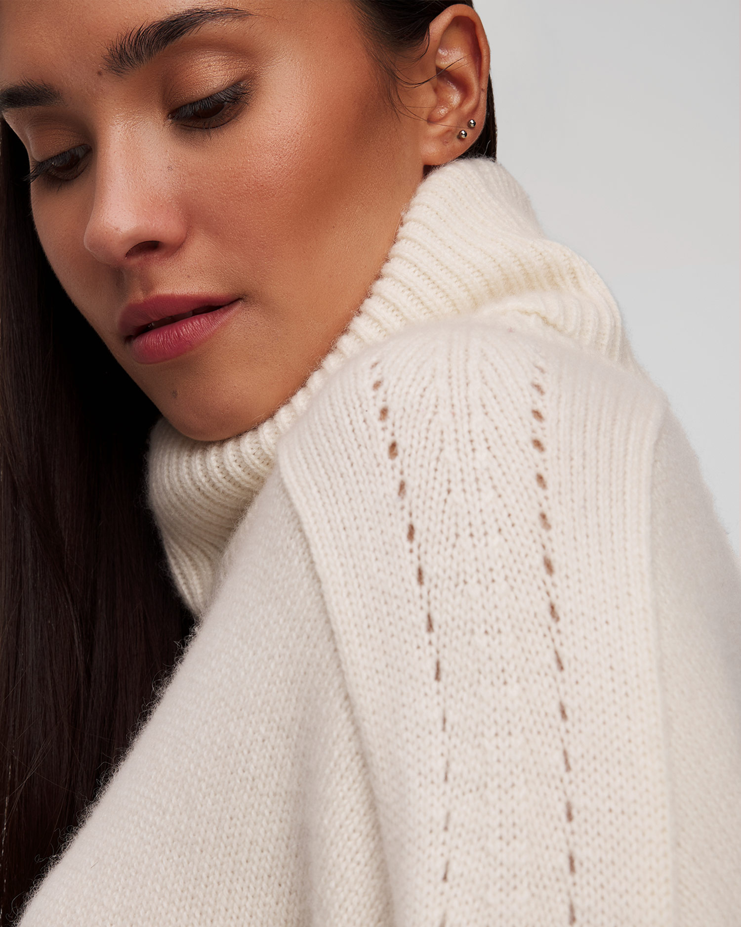 Pulover alb de cașmir pentru femei Kujten Diana