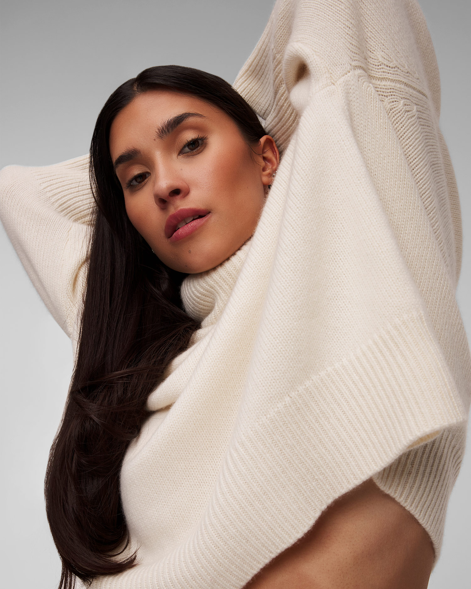 Pulover alb de cașmir pentru femei Kujten Diana