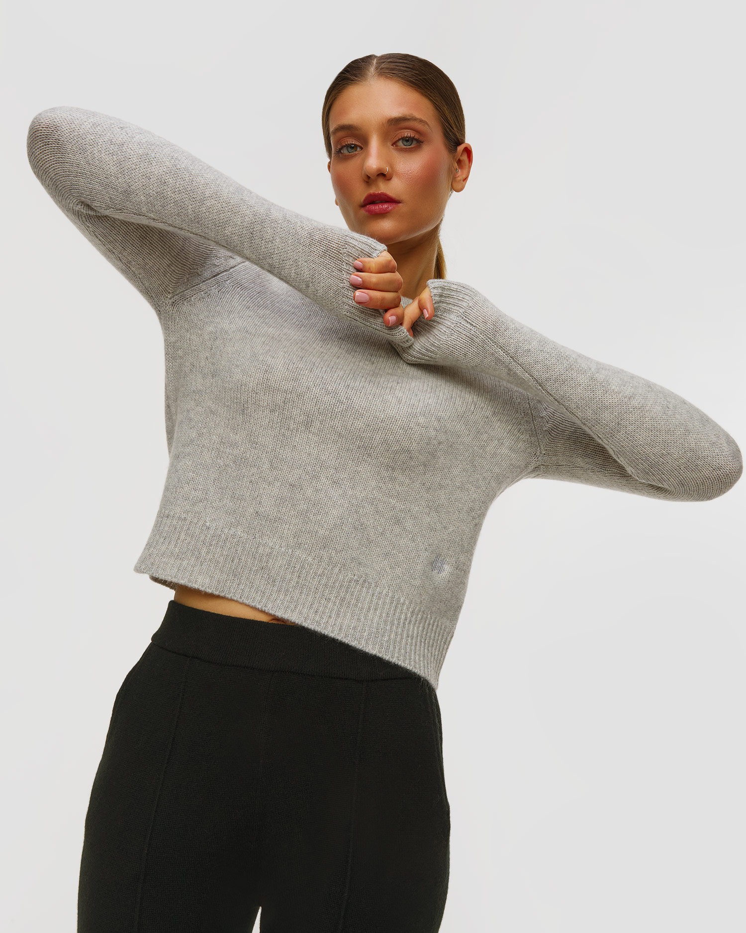 Pulover gri din cașmir pentru femei Kujten Caroline
