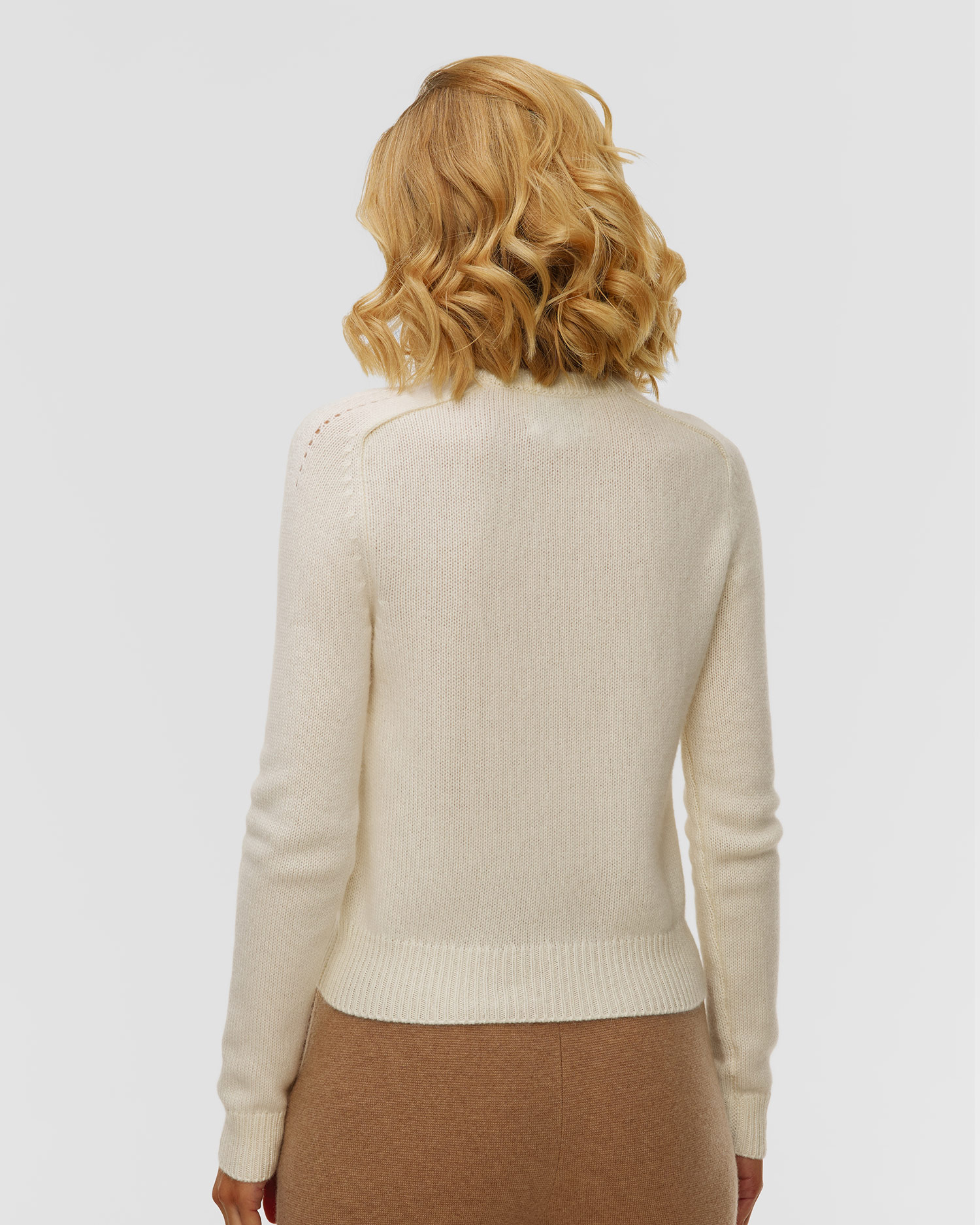 Pulover alb din cașmir pentru femei Kujten Caroline