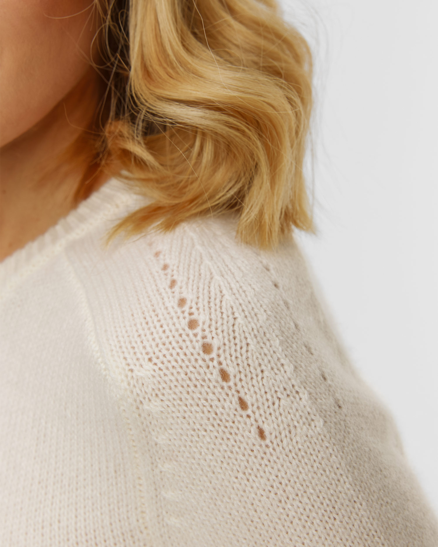 Pulover alb din cașmir pentru femei Kujten Caroline