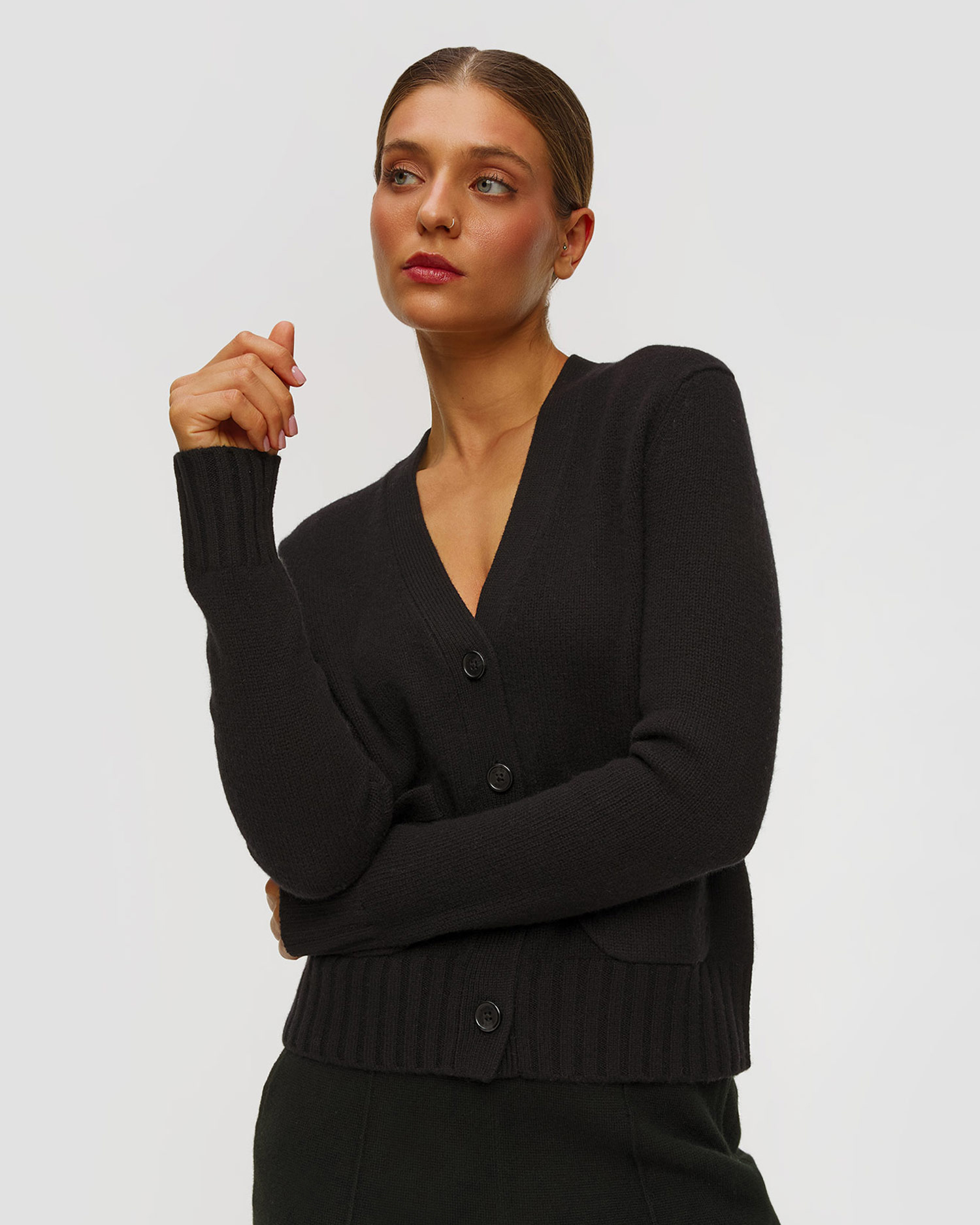 Kujten Milena Damen-Cardigan aus aus Kaschmir in Schwarz