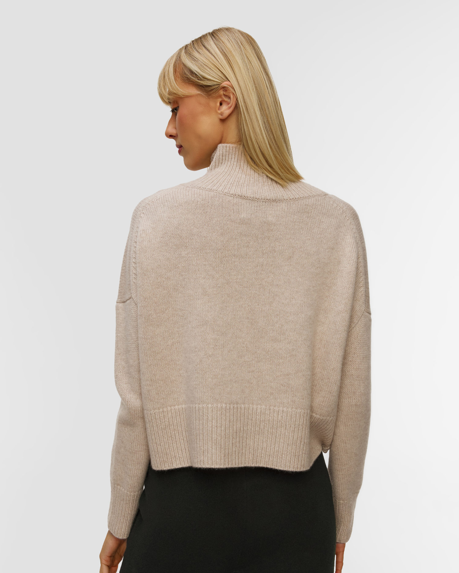 Pull en cachemire beige pour femmes Kujten Ulla Crop