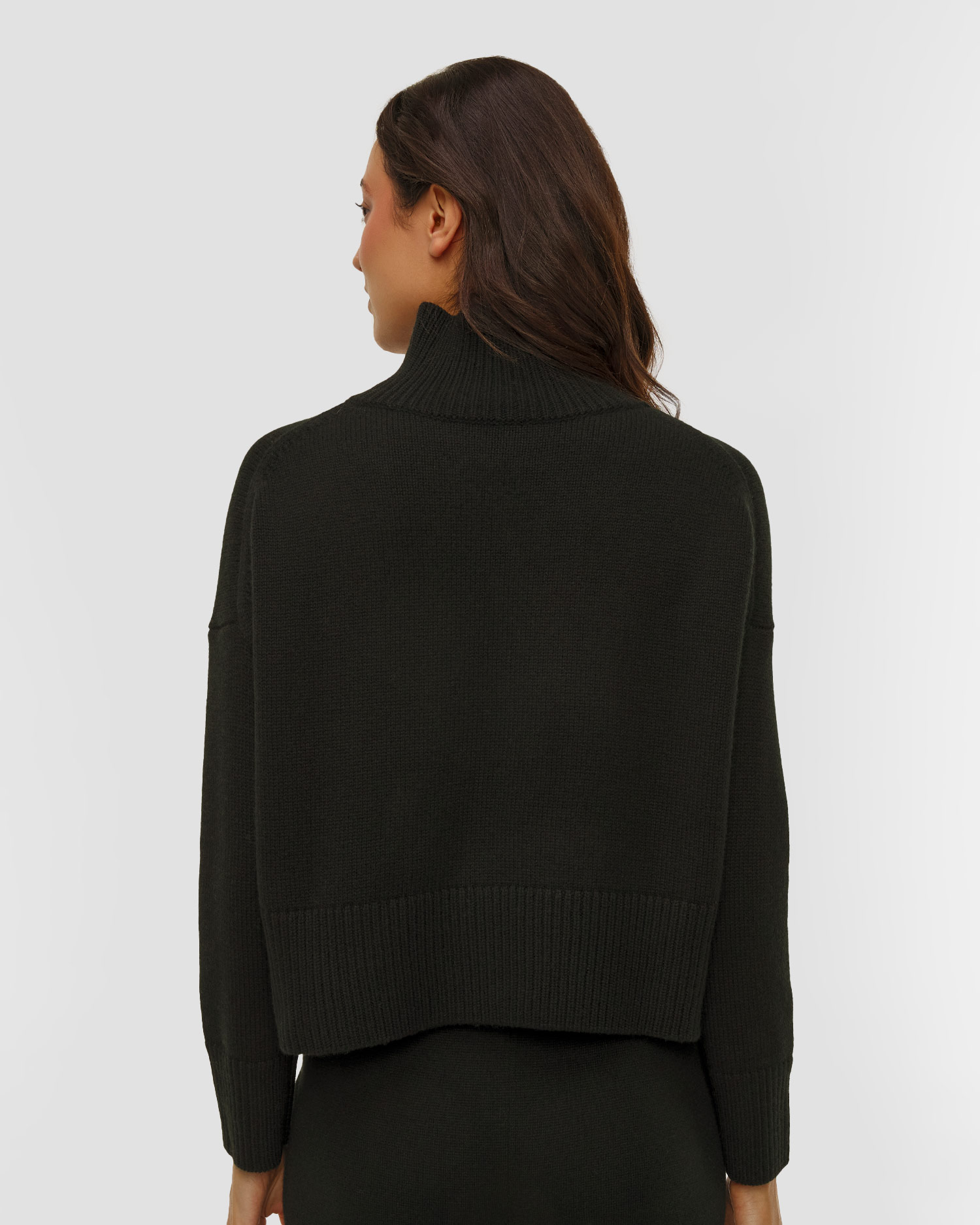 Kujten Ulla Crop Damenpullover aus Kaschmir in Schwarz