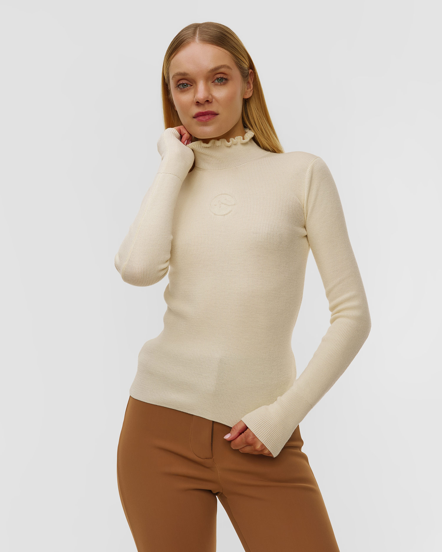 Cordova Kitz Damen-Rollkragenpullover aus Merinowolle, Farbe/Muster: Beżowy