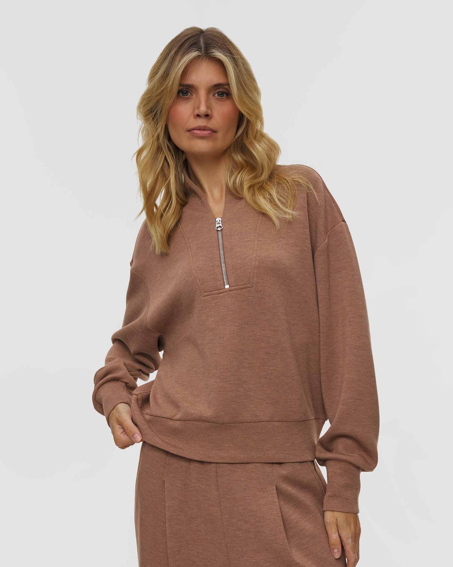 Varley Davidson Sweat Damen-Sweatshirt in Braun, Farbe/Muster: Brązowy