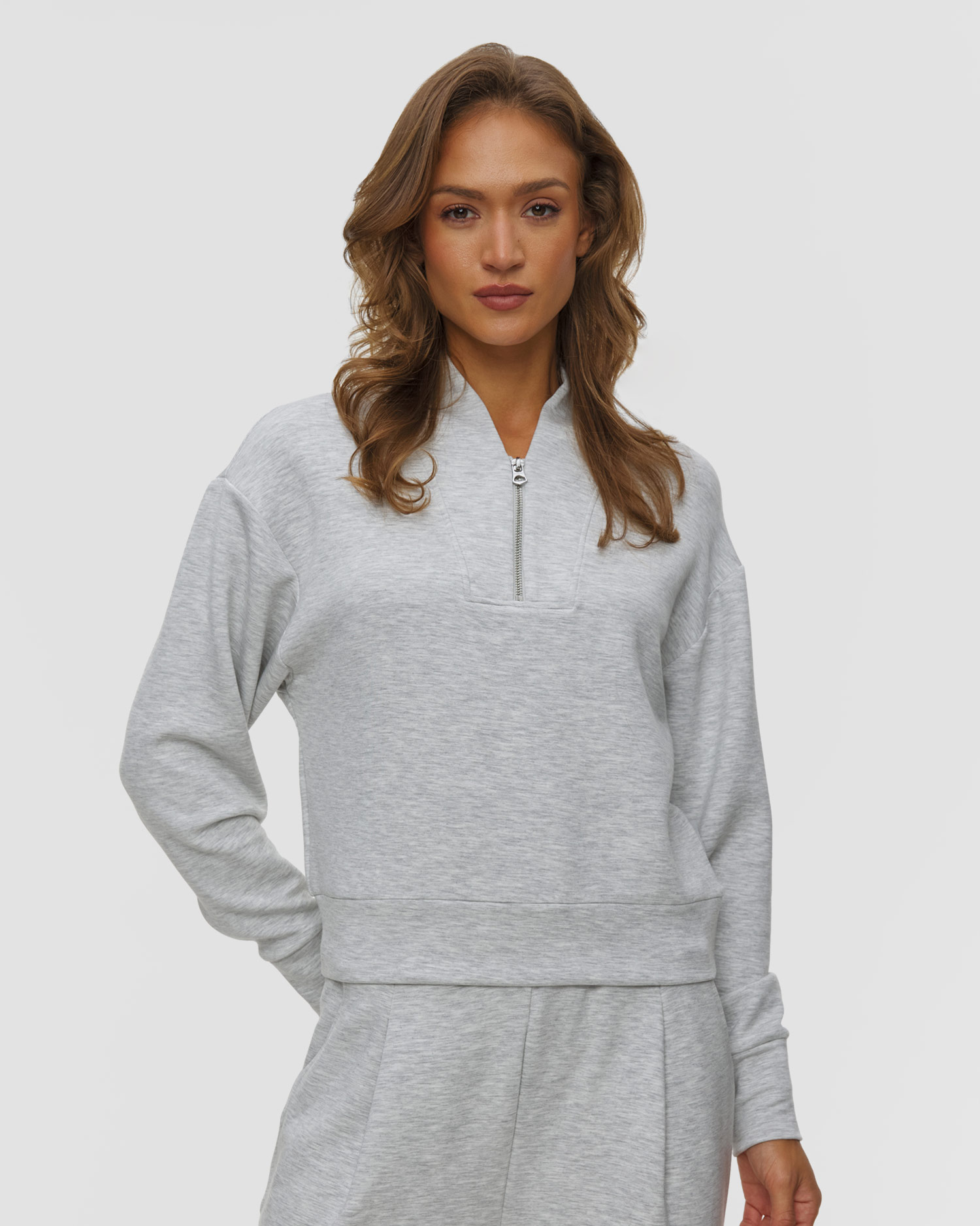 Varley Davidson Sweat Damen-Sweatshirt in Grau, Farbe/Muster: Szary