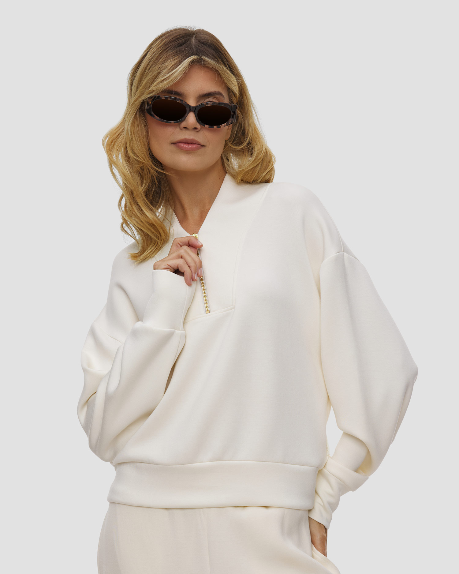 Varley Davidson Sweat Damen-Sweatshirt in Beige, Farbe/Muster: Beżowy