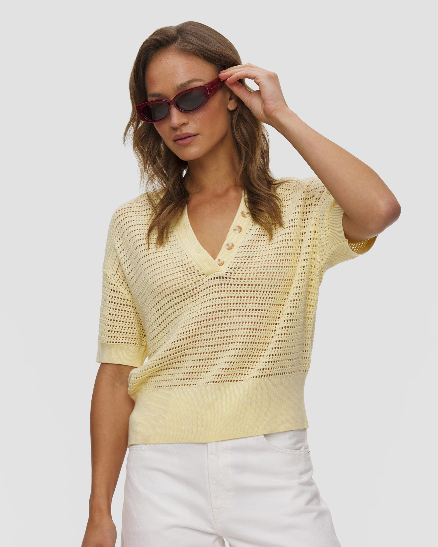 Dámsky sveter Varley Callie Knit Top, Farba-Vzor: Żółty