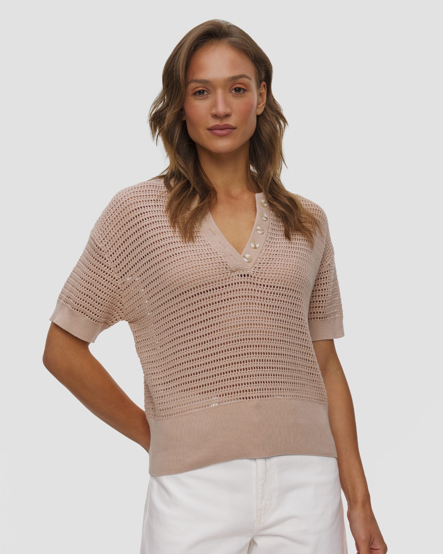 Dámsky sveter Varley Callie Knit Top, Farba-Vzor: Beżowy