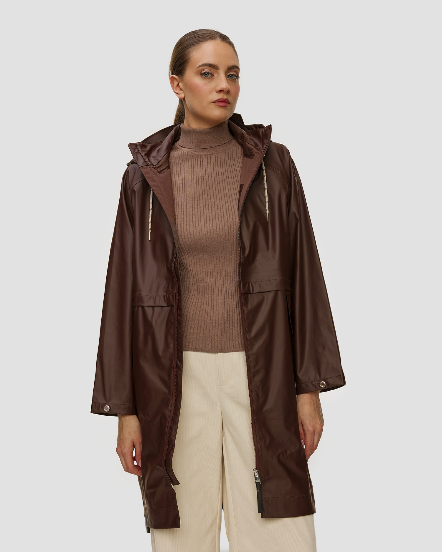 Dámsky hnedý plášť do dažďa Varley Kirsten Rain Coat