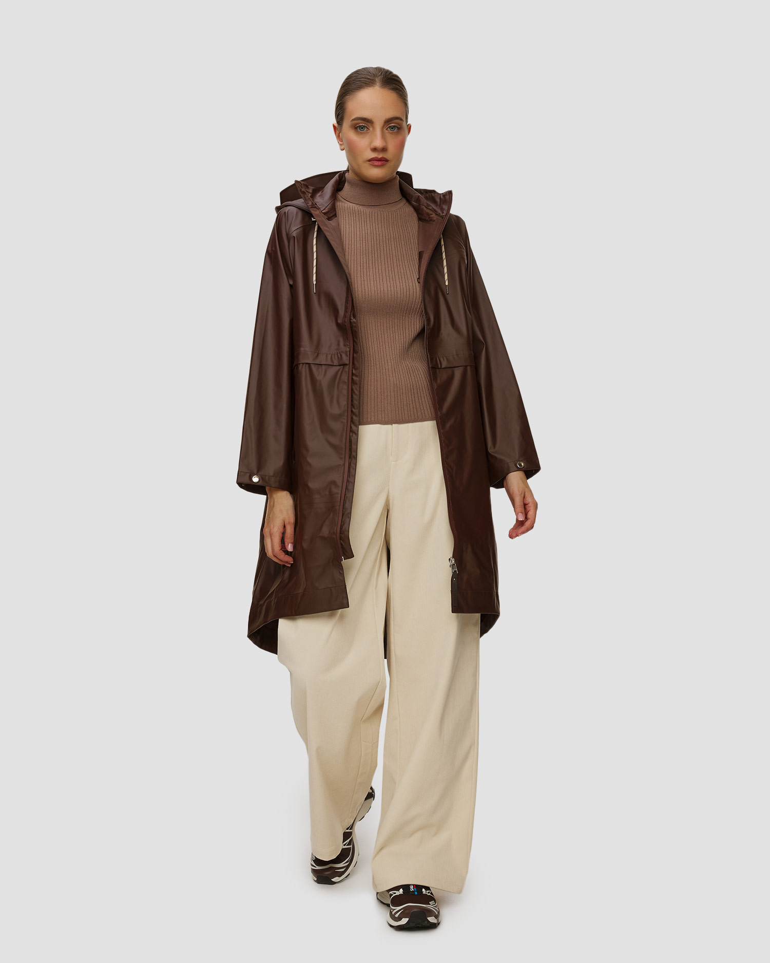 Dámsky hnedý plášť do dažďa Varley Kirsten Rain Coat
