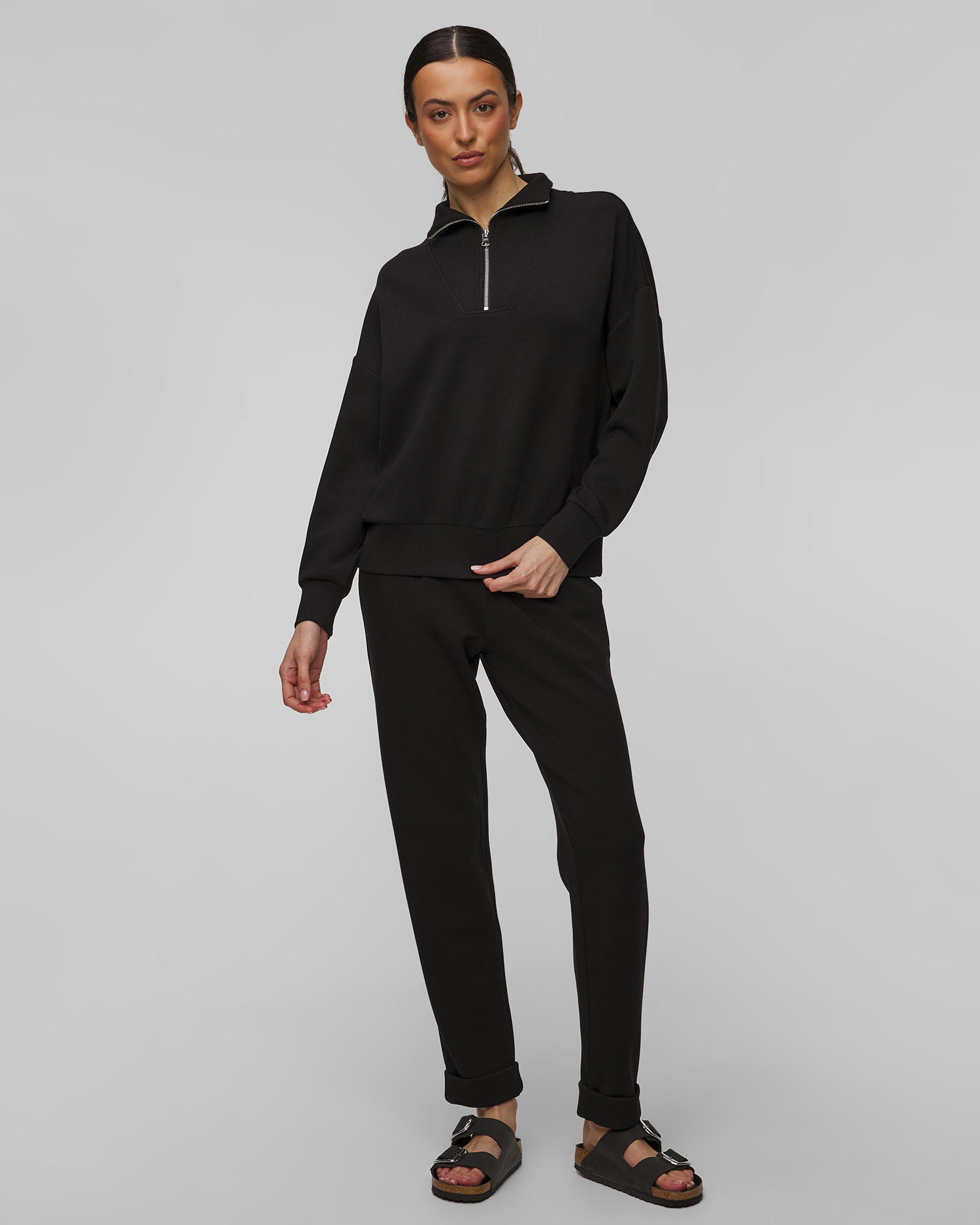 Women’s black sweatshirt Varley Hawley Half Zip Sweat