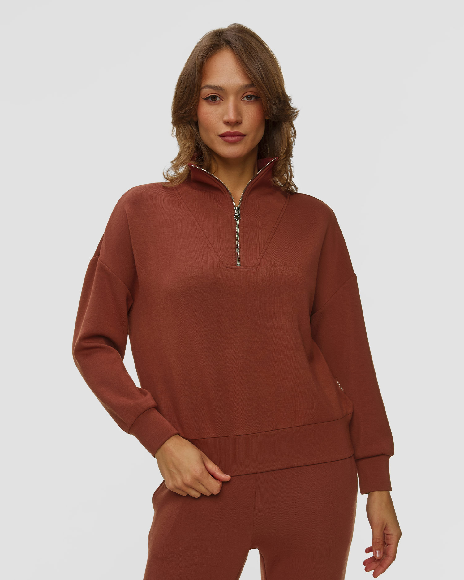 Women's brown sweatshirt Varley Hawley Half Zip Sweat