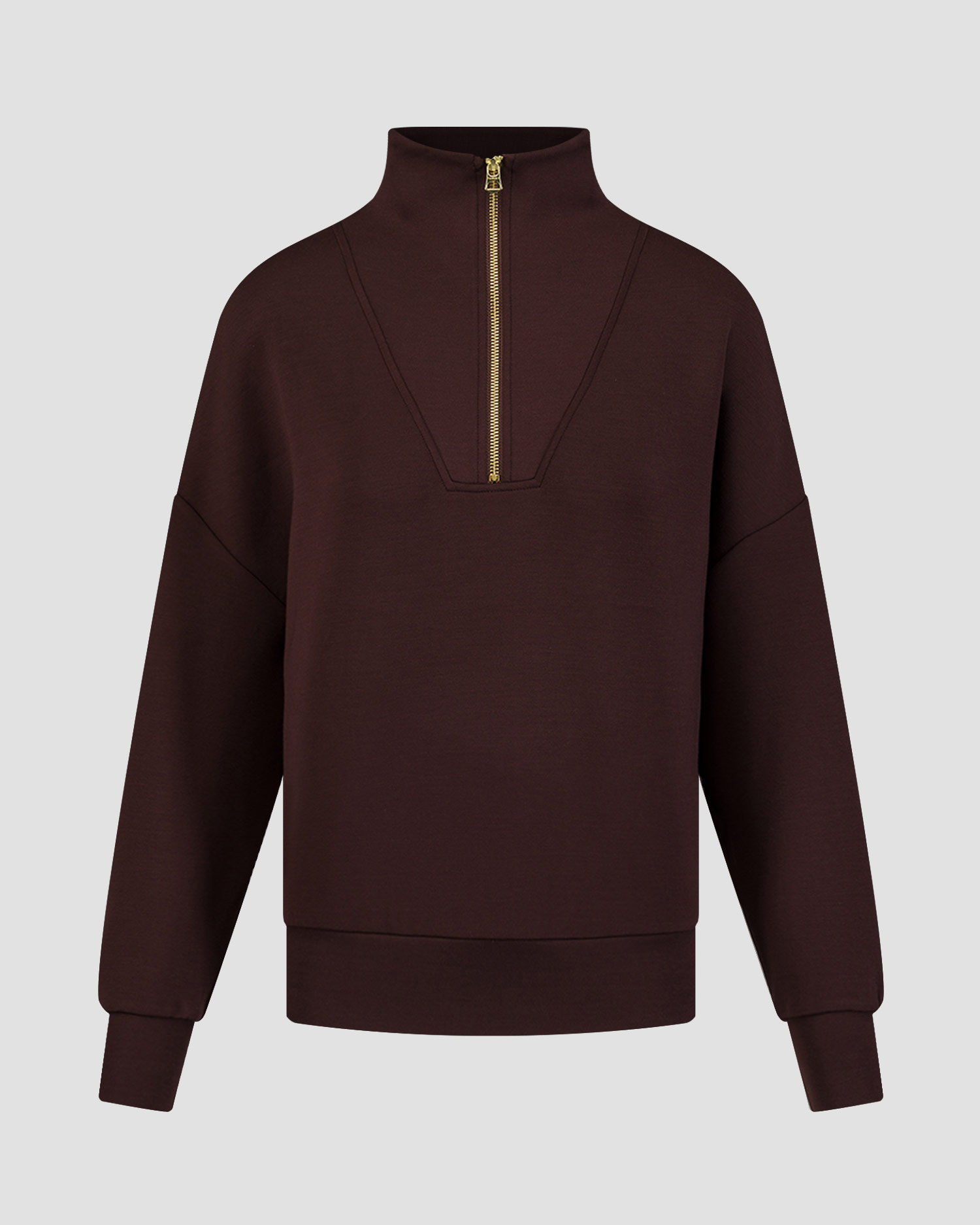 Bluza maro pentru femei Varley Hawley Half Zip Sweat
