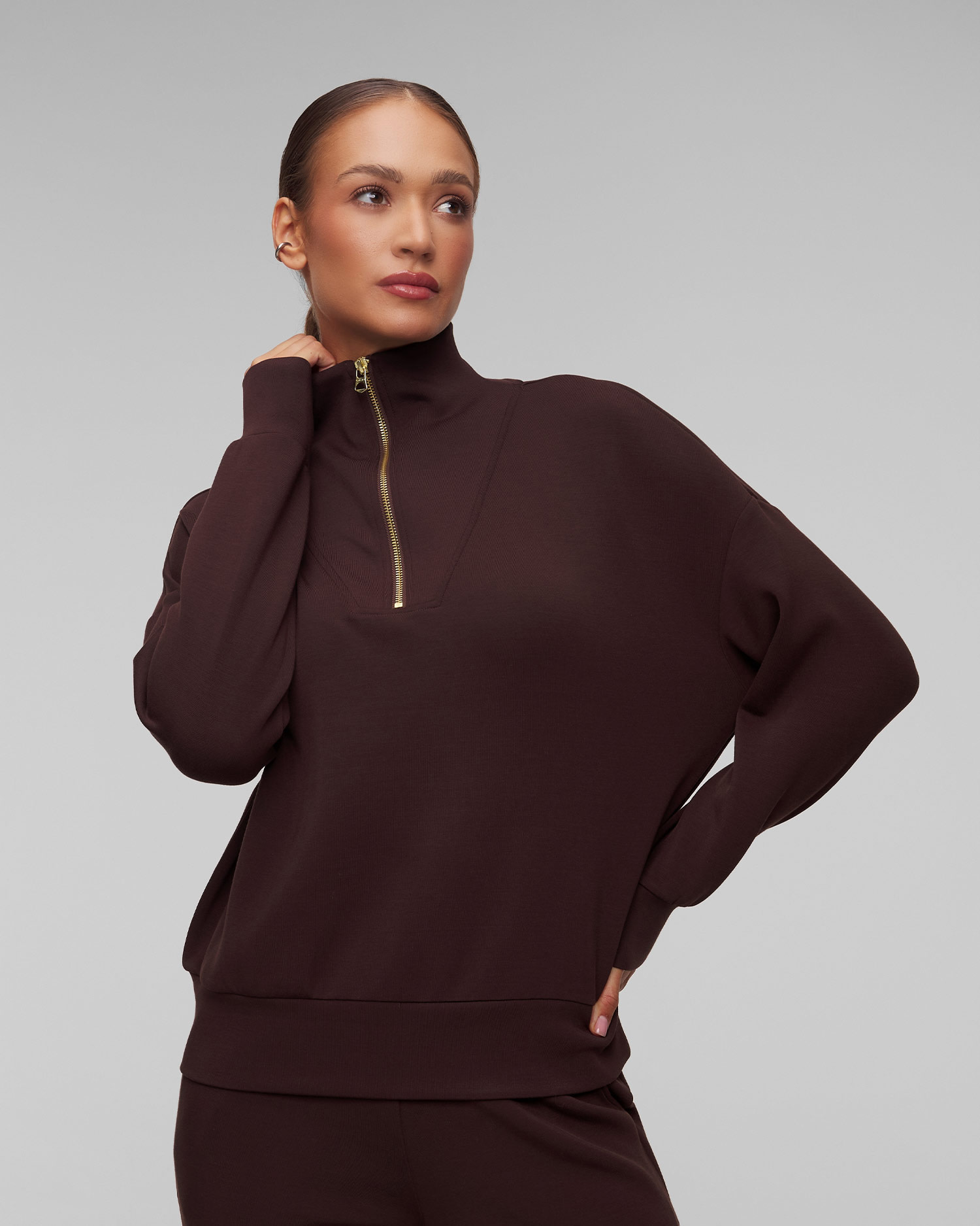 Women's brown sweatshirt Varley Hawley Half Zip Sweat