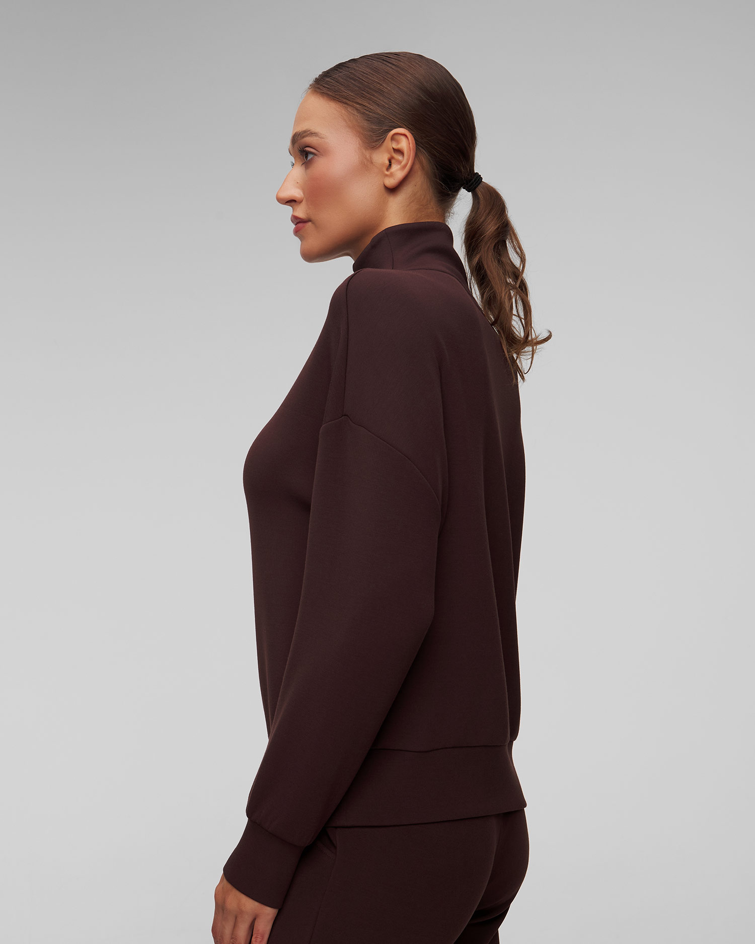 Bluza maro pentru femei Varley Hawley Half Zip Sweat