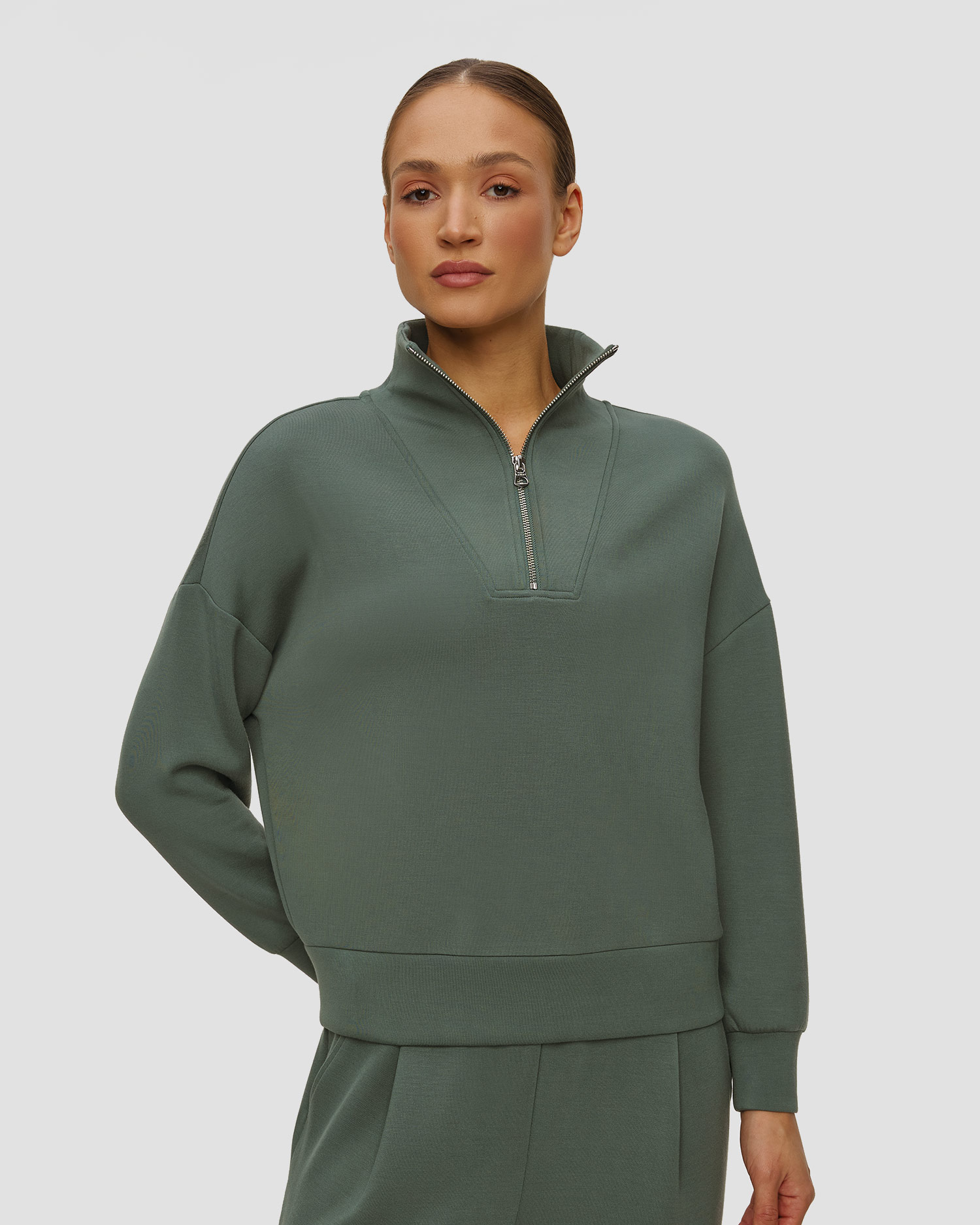 Varley Hawley Half Zip Sweat Damen-Sweatshirt in Grün