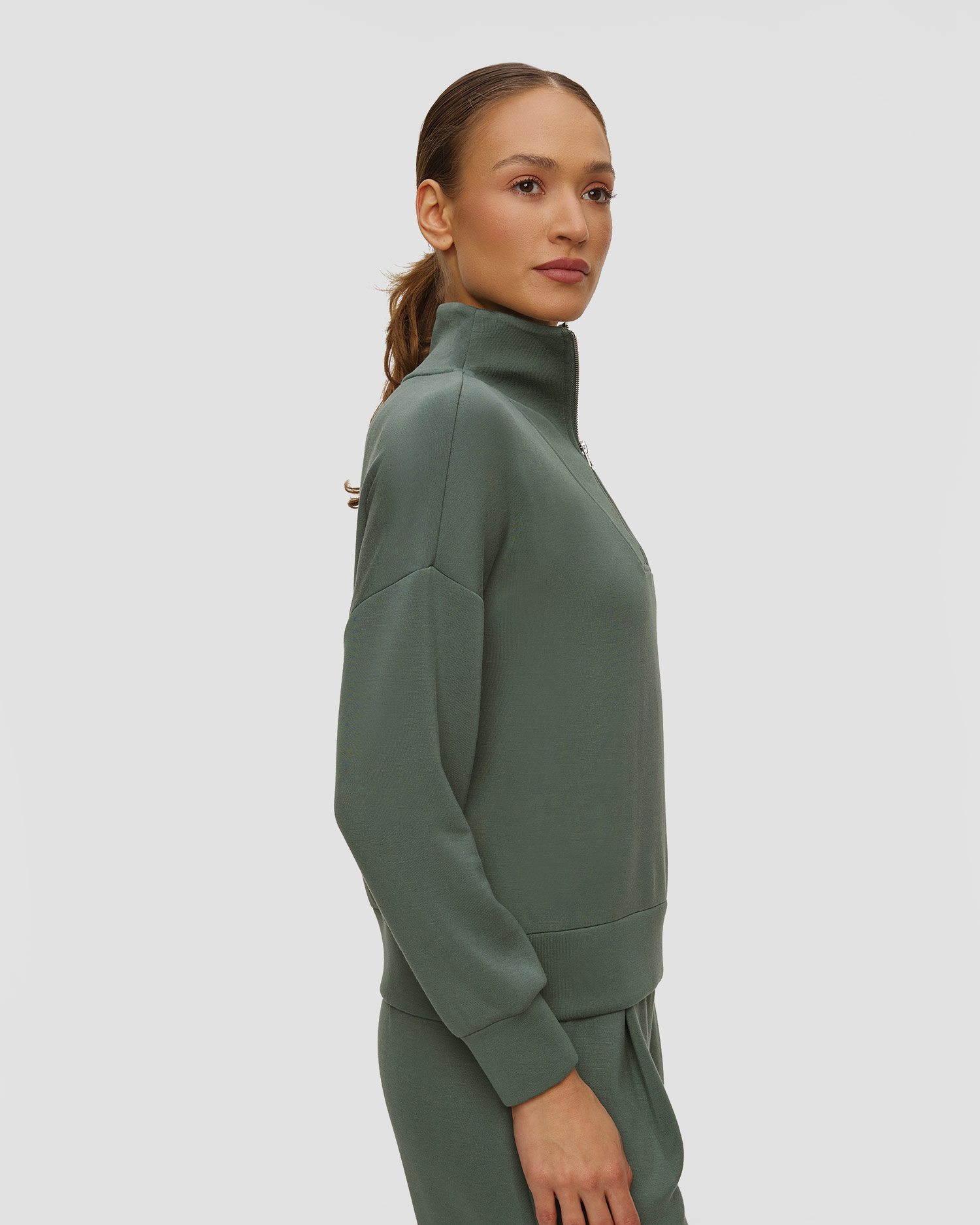 Varley Hawley Half Zip Sweat Damen-Sweatshirt in Grün