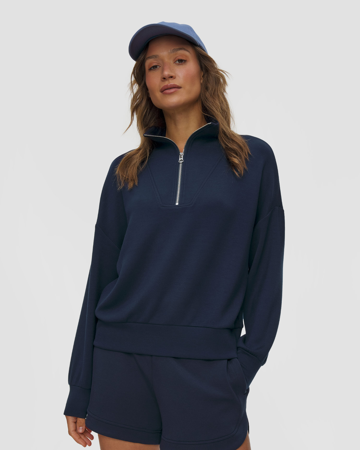 Women's Varley Hawley Half Zip Sweat, Color/Pattern: Granatowy