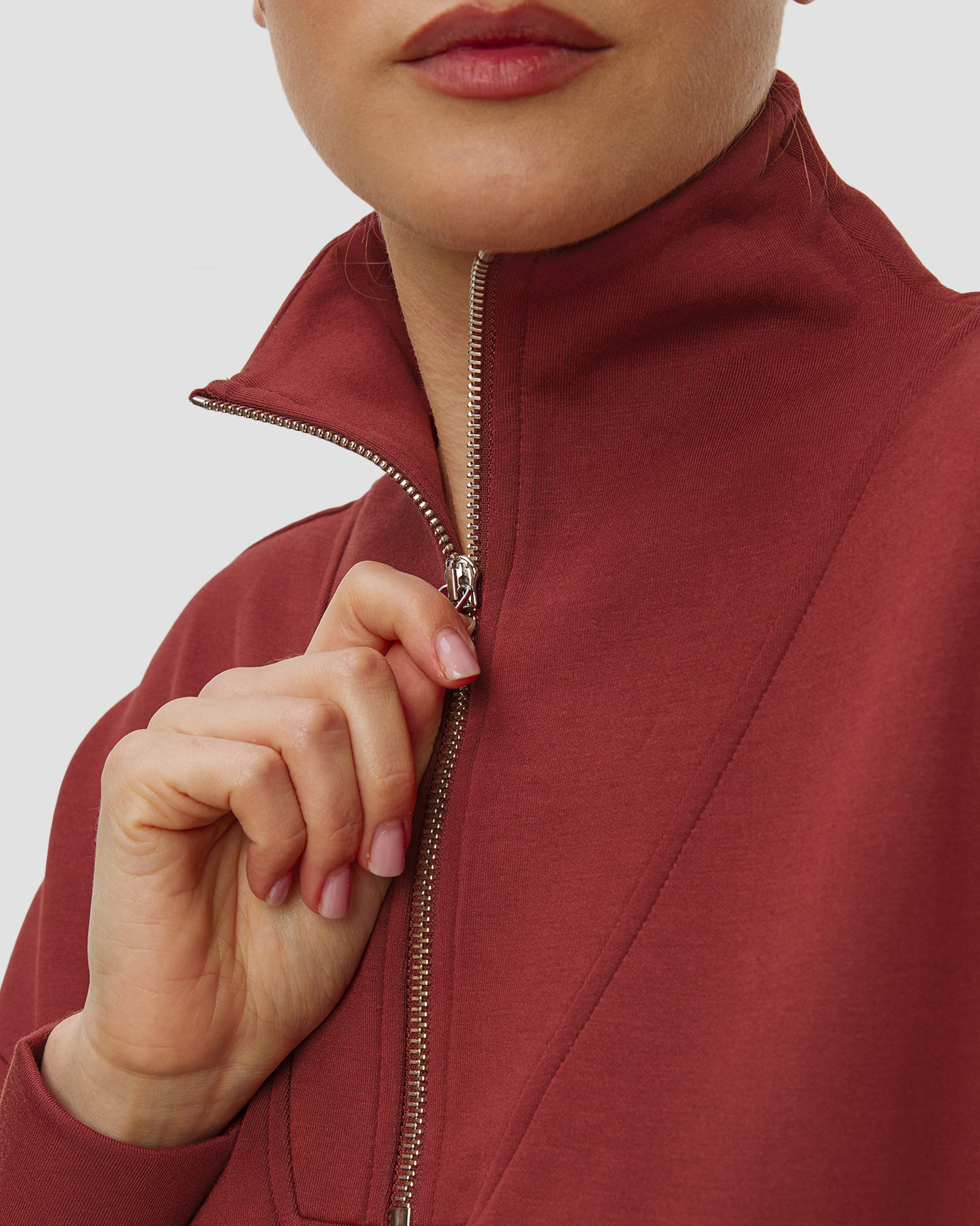 Women's maroon Varley Hawley Half Zip Sweat