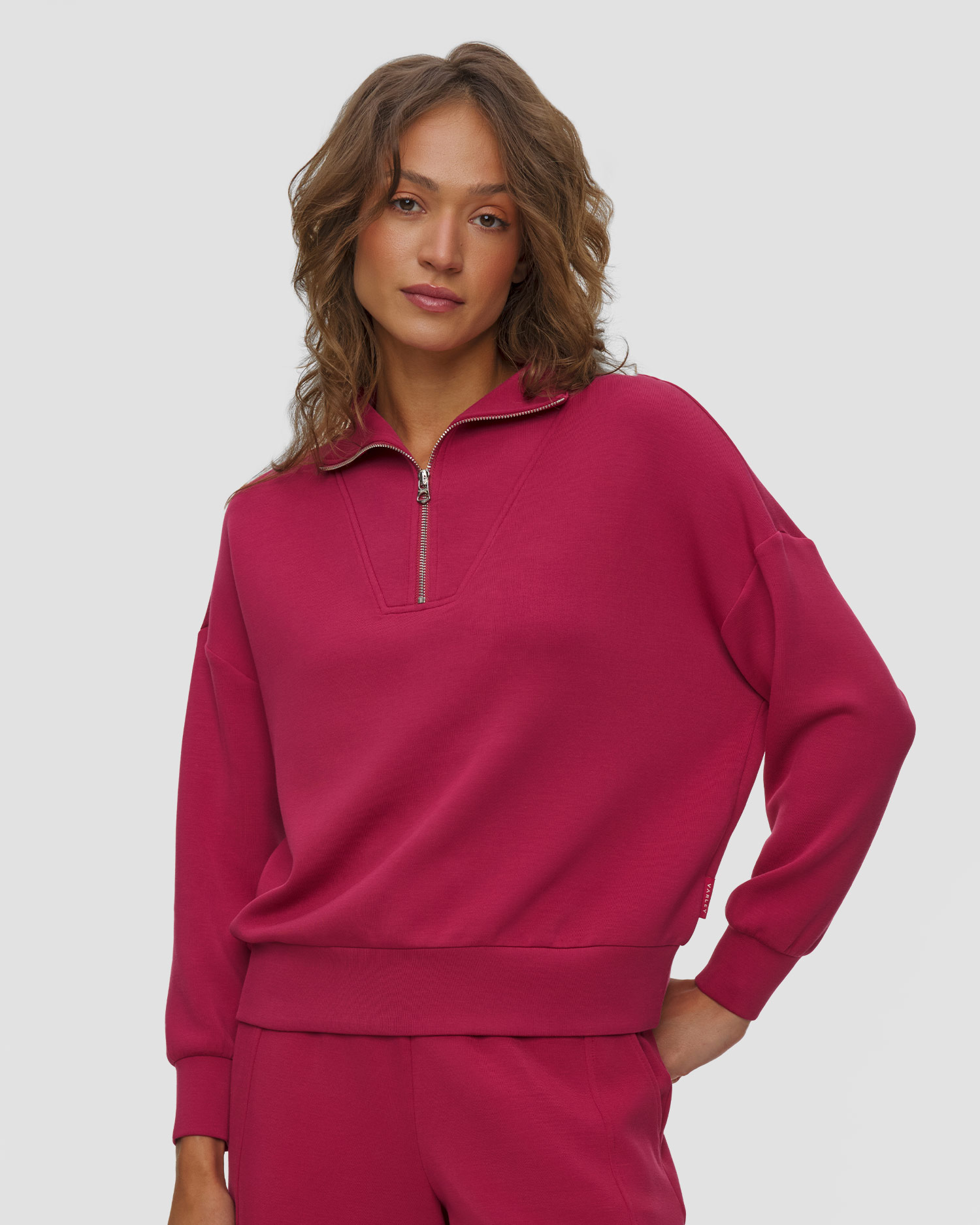 Women's Varley Hawley Half Zip Sweat, Color/Pattern: Czerwony,Różowy