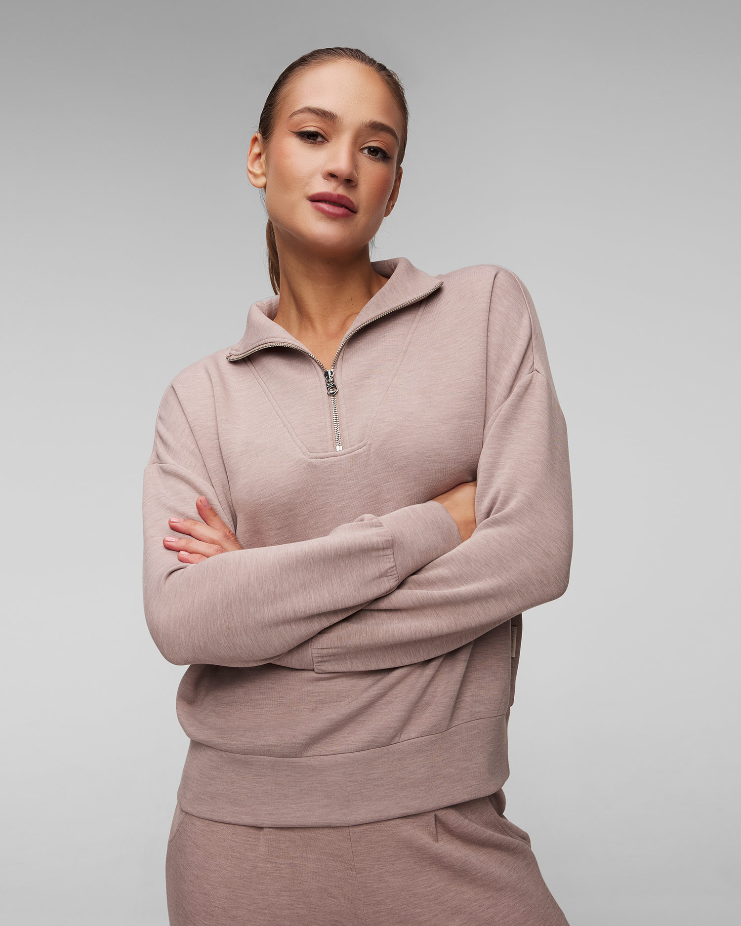 Hnědá dámská mikina Varley Hawley Half Zip Sweat