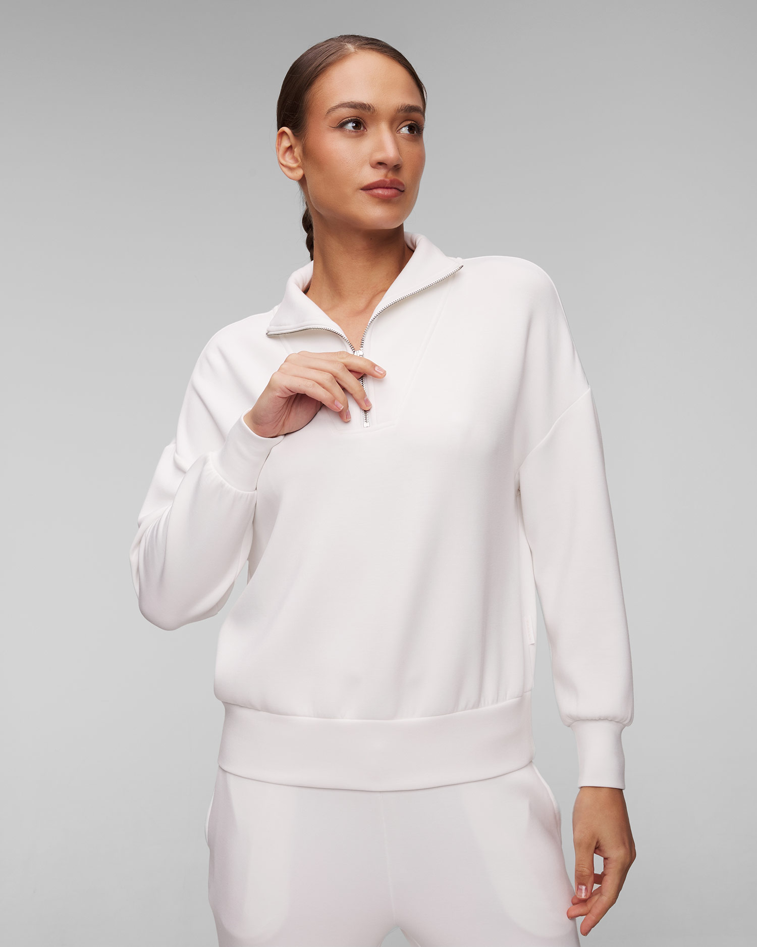 Bílá dámská mikina Varley Hawley Half Zip Sweat