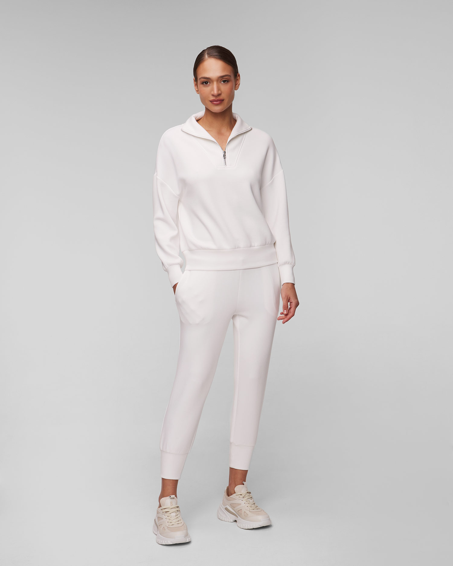 Women's white sweatshirt Varley Hawley Half Zip Sweat