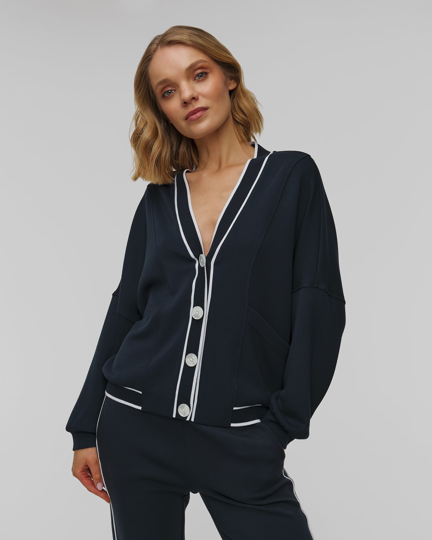 Granatowy kardigan damski Varley Decker Off Court Cardigan