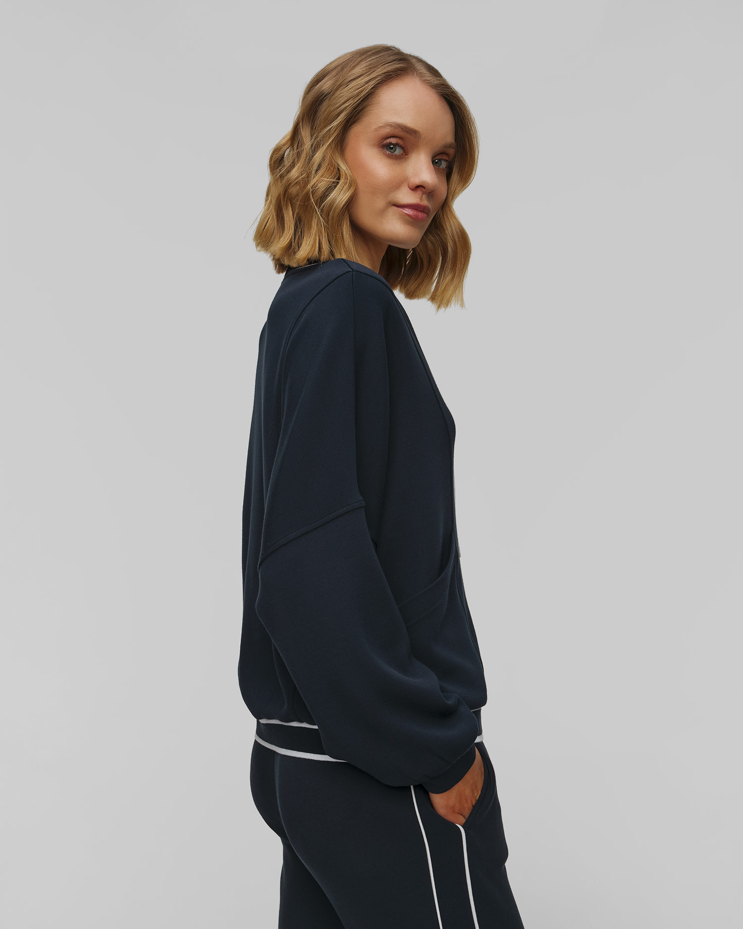 Granatowy kardigan damski Varley Decker Off Court Cardigan