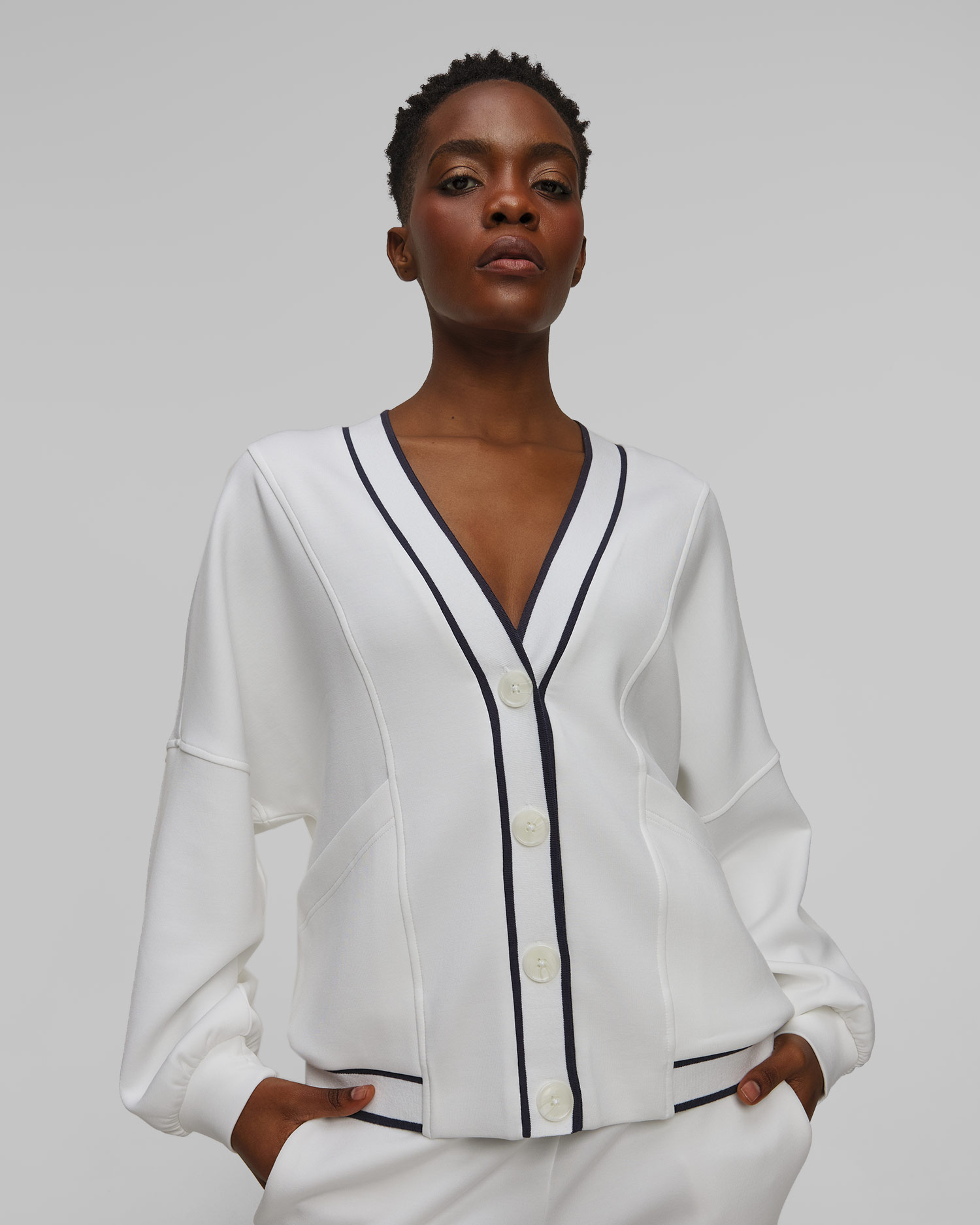 Biały kardigan damski Varley Decker Off Court Cardigan