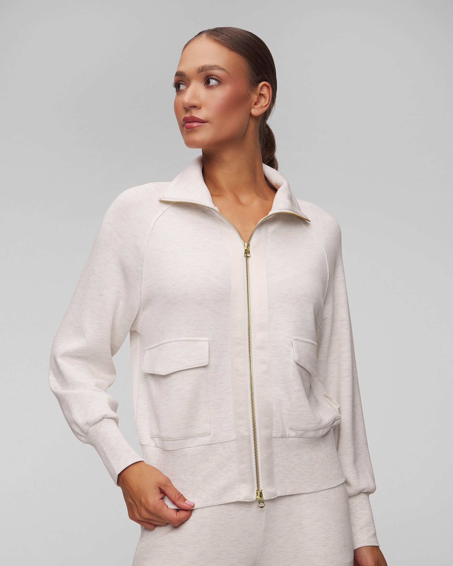 Varley Roxbury Zip Through Damen-Sweatshirt in Grau