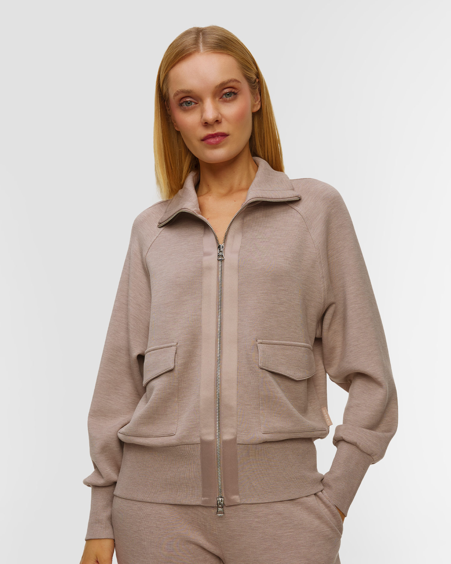 Varley Roxbury Zip Through Damen-Sweatshirt in Braun