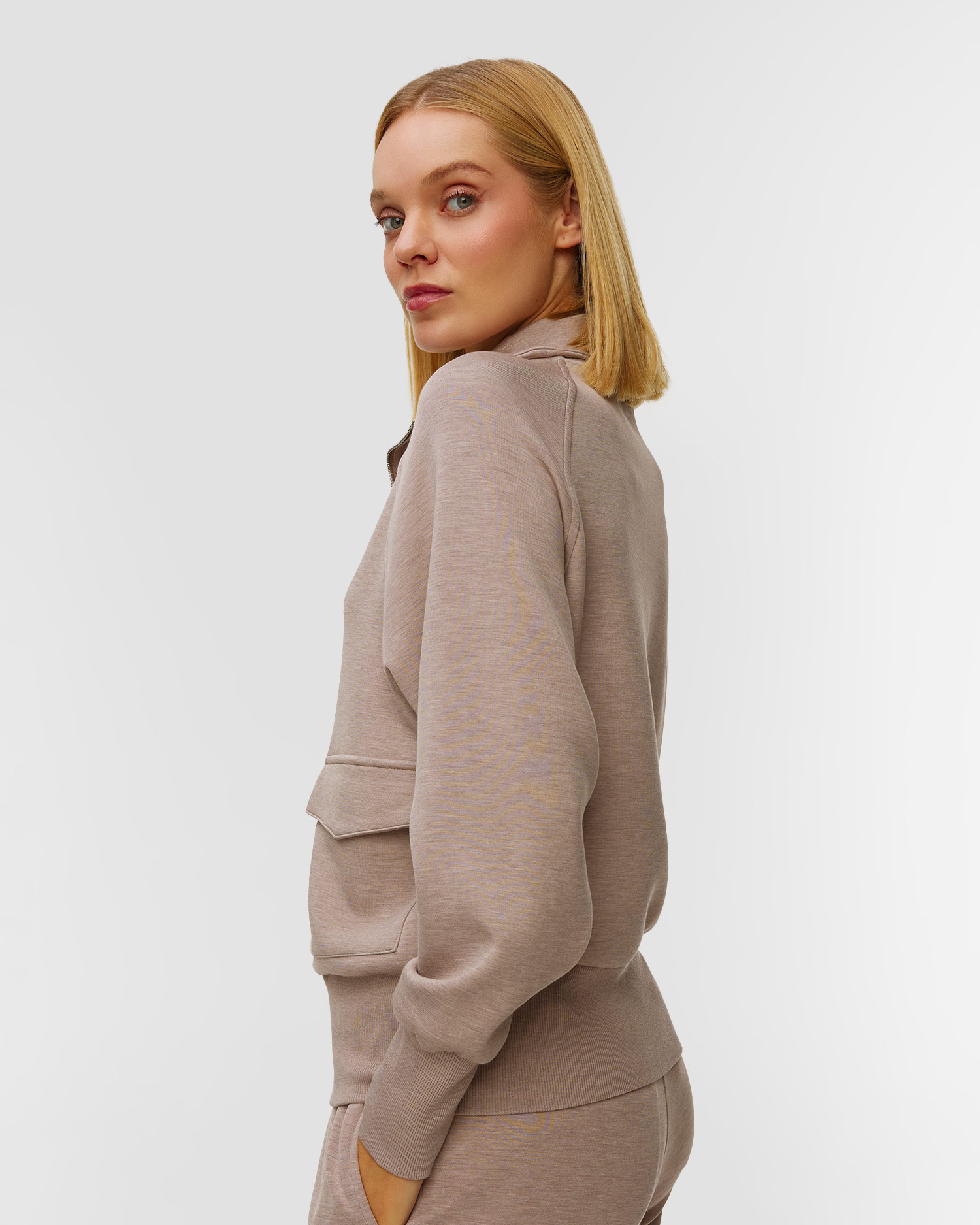 Bluza maro pentru femei Varley Roxbury Zip Through