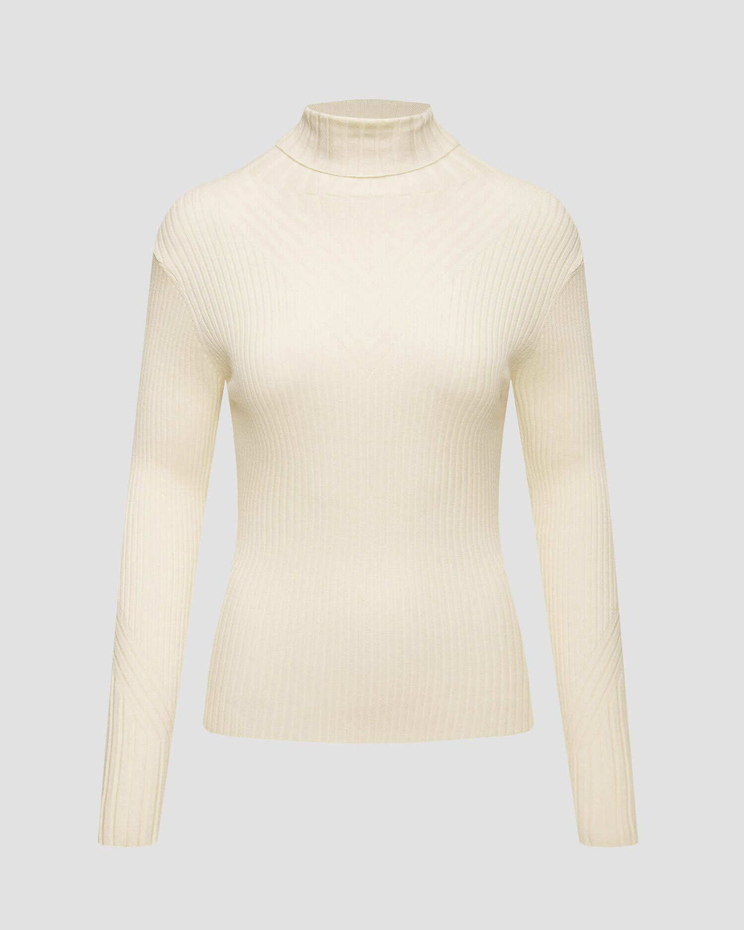 Col roulé beige pour femmes Varley Esme Rib Roll Neck