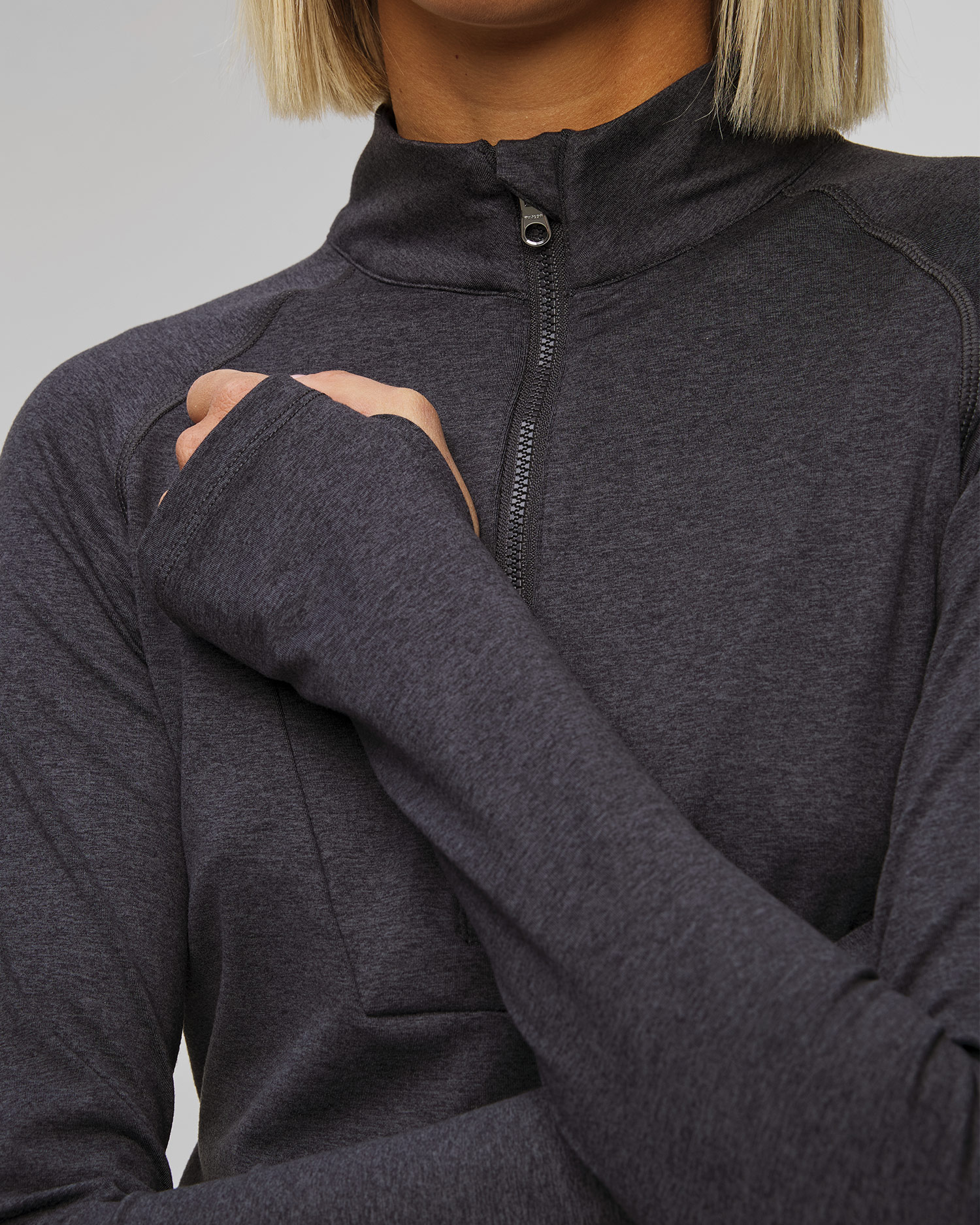 Bluză gri pentru femei Varley Always Warm Base Layer HF Zip