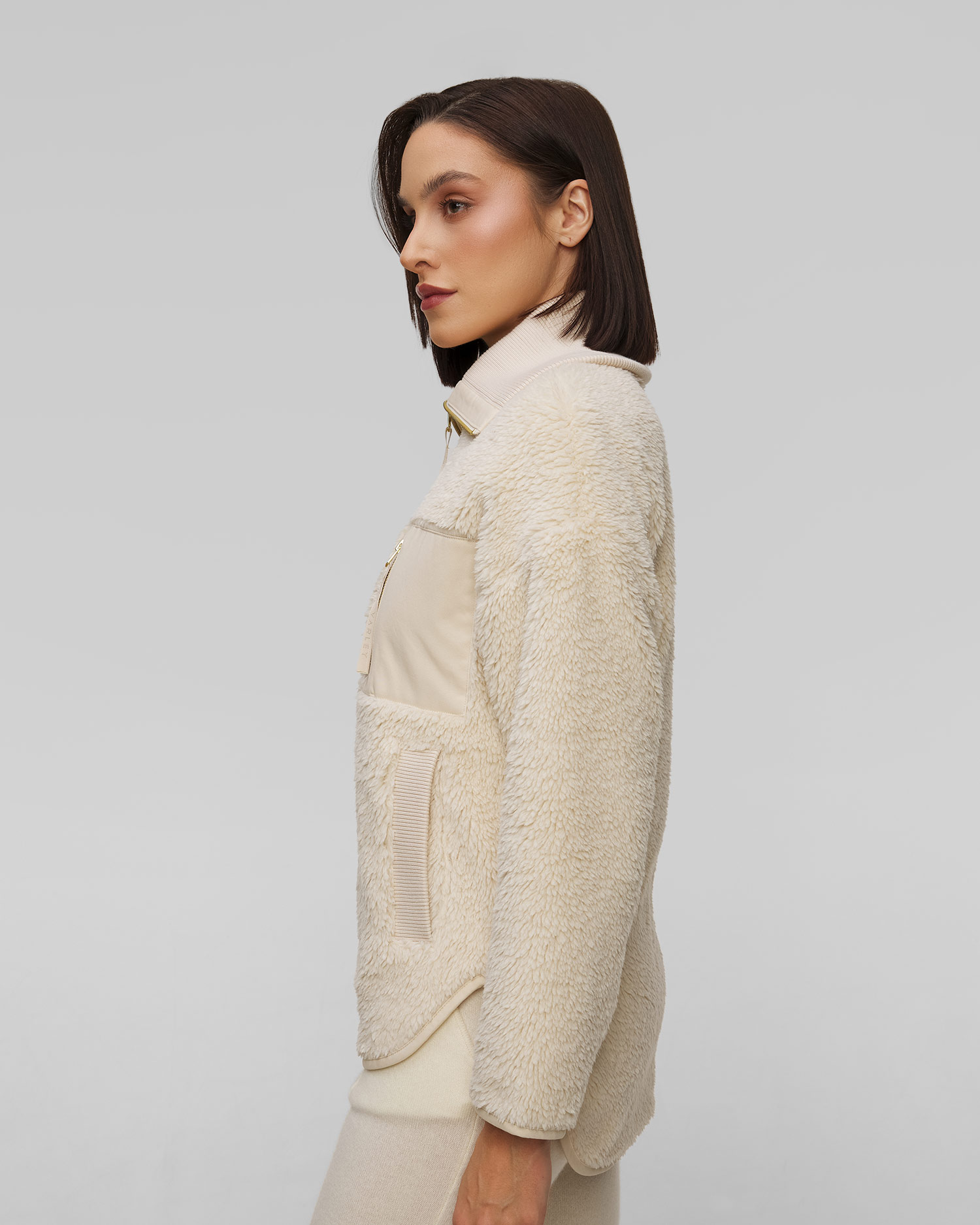 Beżowa kurtka futerkowa damska Varley Myla Zip Through Jacket