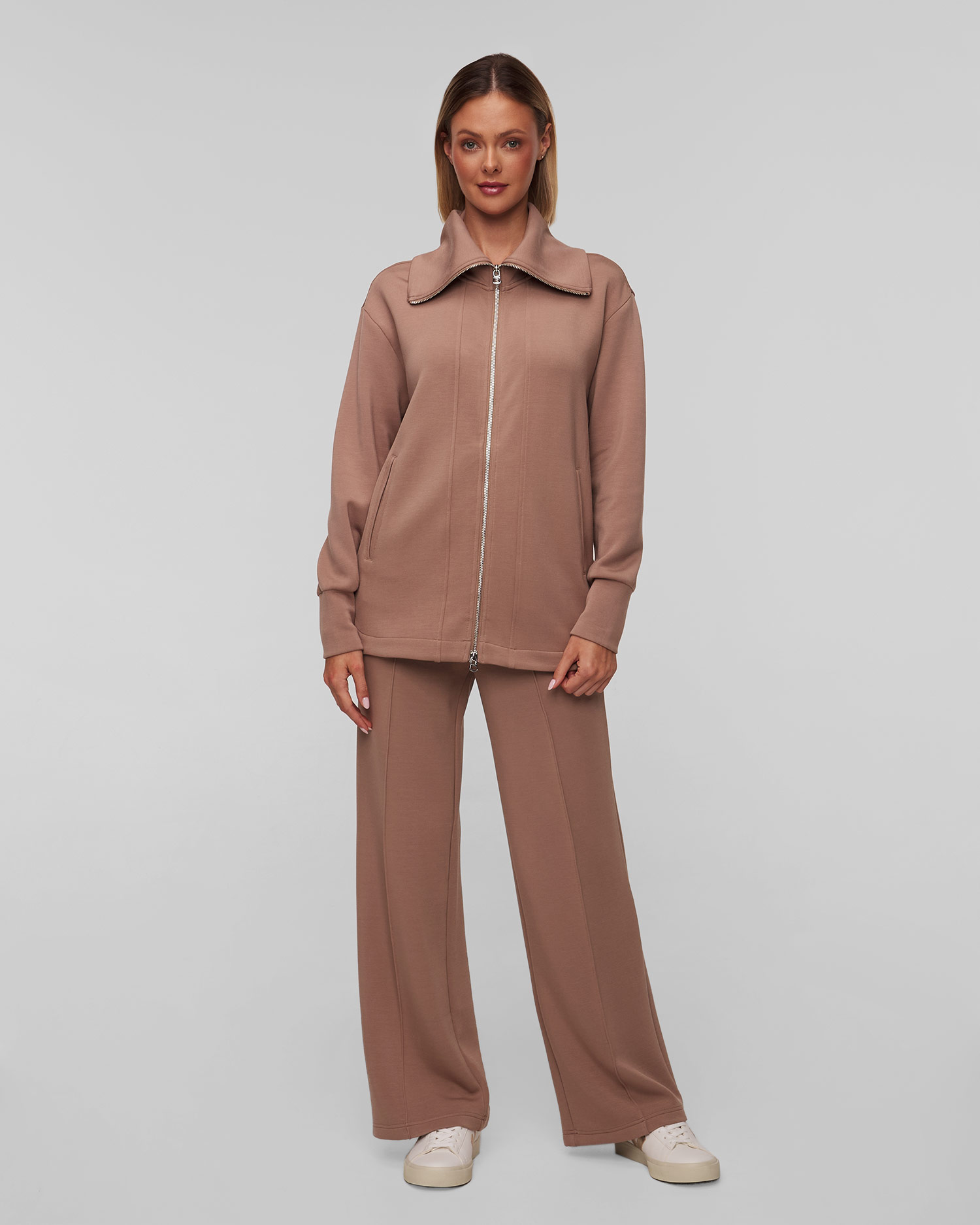 Women's brown sweatshirt Varley Raleigh Zip Through Sweat