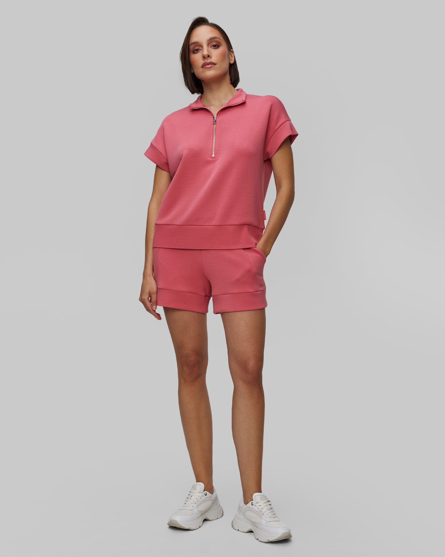 Różowe szorty dresowe damskie Varley Atrium High Rise Short 4.5