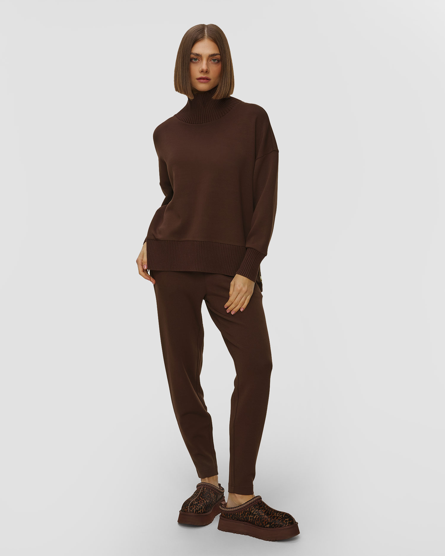 Brązowa bluza z golfem damska Varley Barker High Neck Sweat