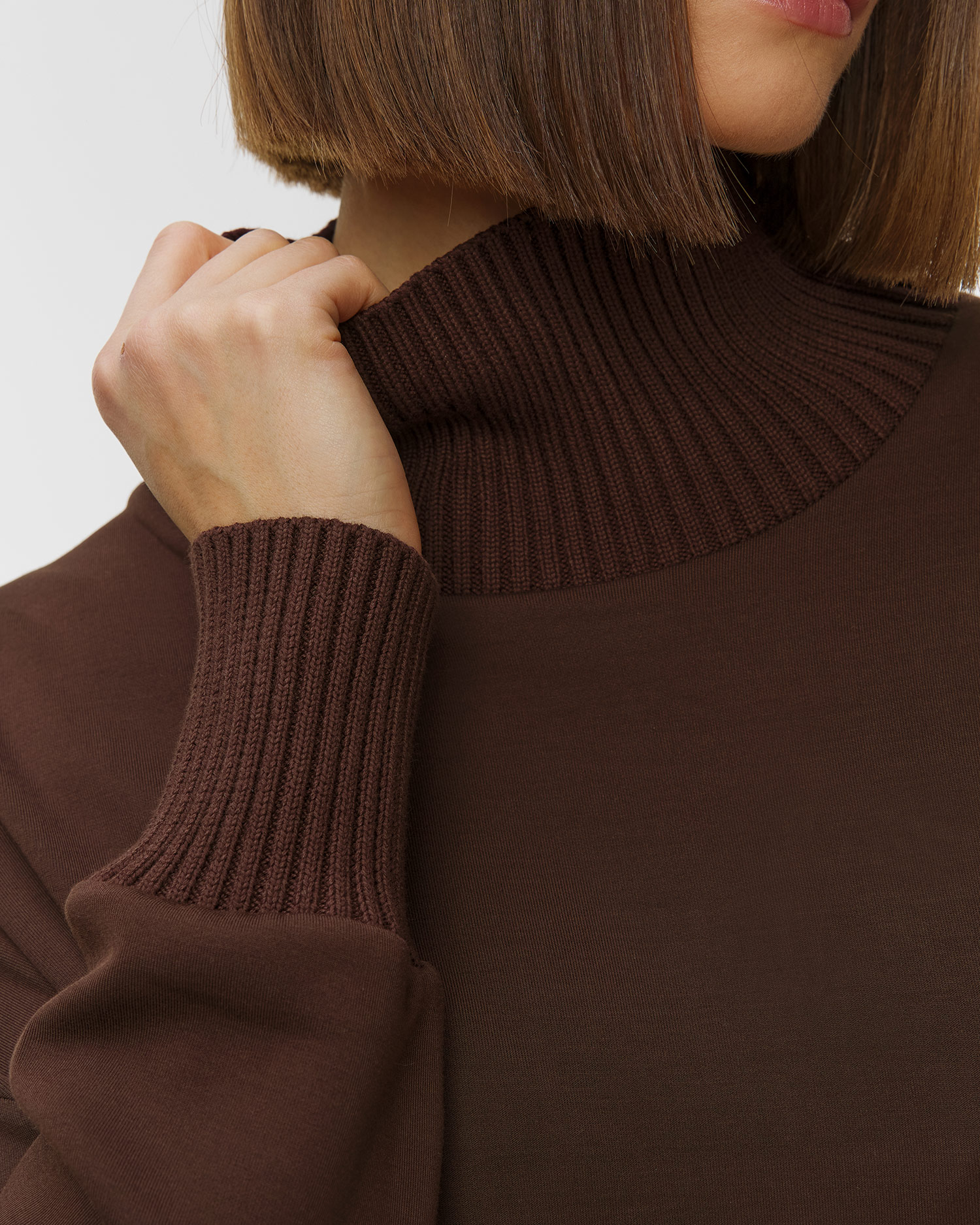 Brązowa bluza z golfem damska Varley Barker High Neck Sweat