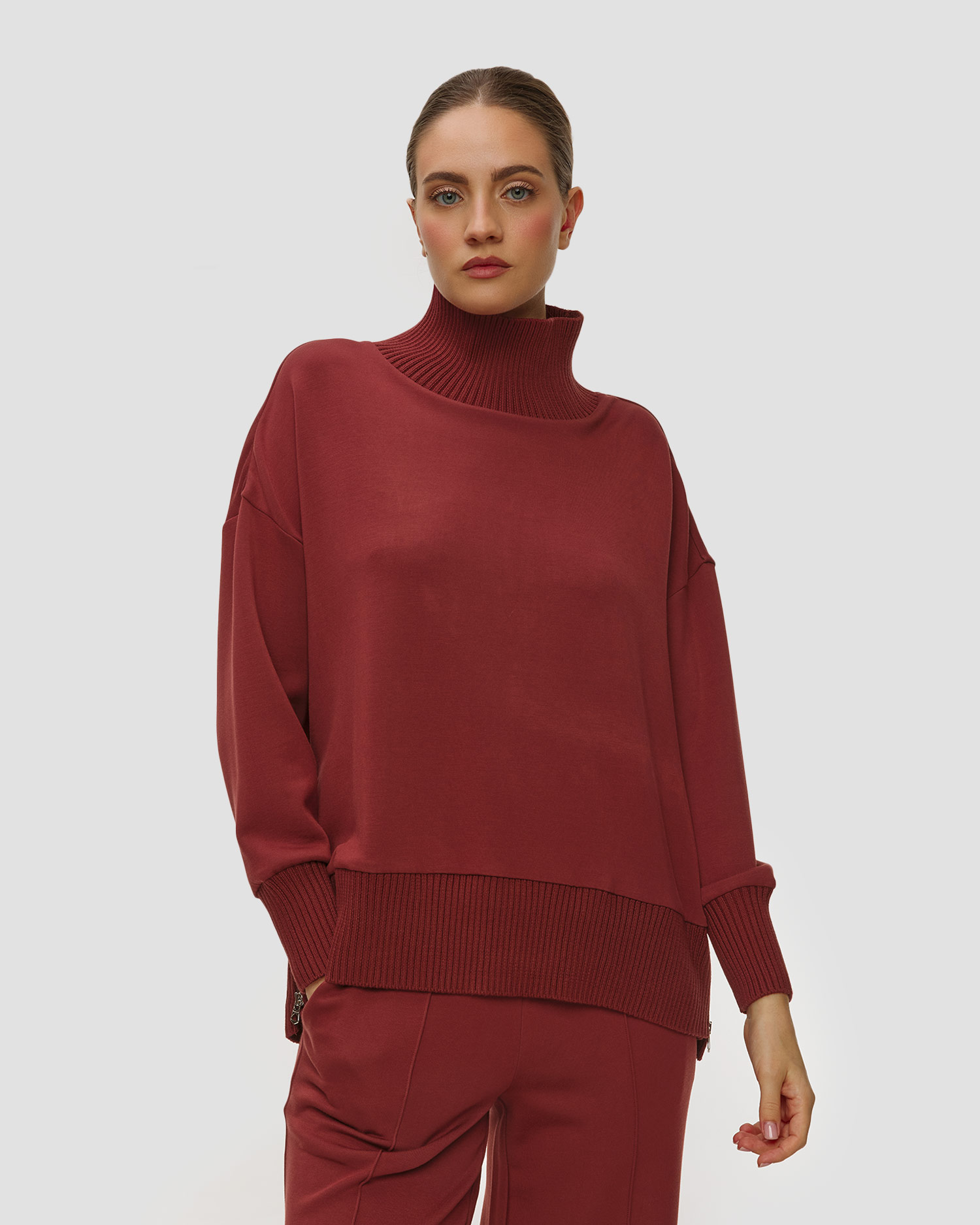 Women's burgundy turtleneck sweatshirt Varley Barker High Neck Sweat