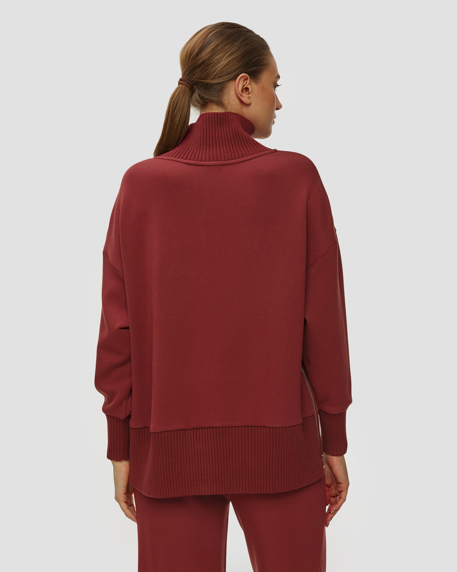 Bordowa bluza z golfem damska Varley Barker High Neck Sweat