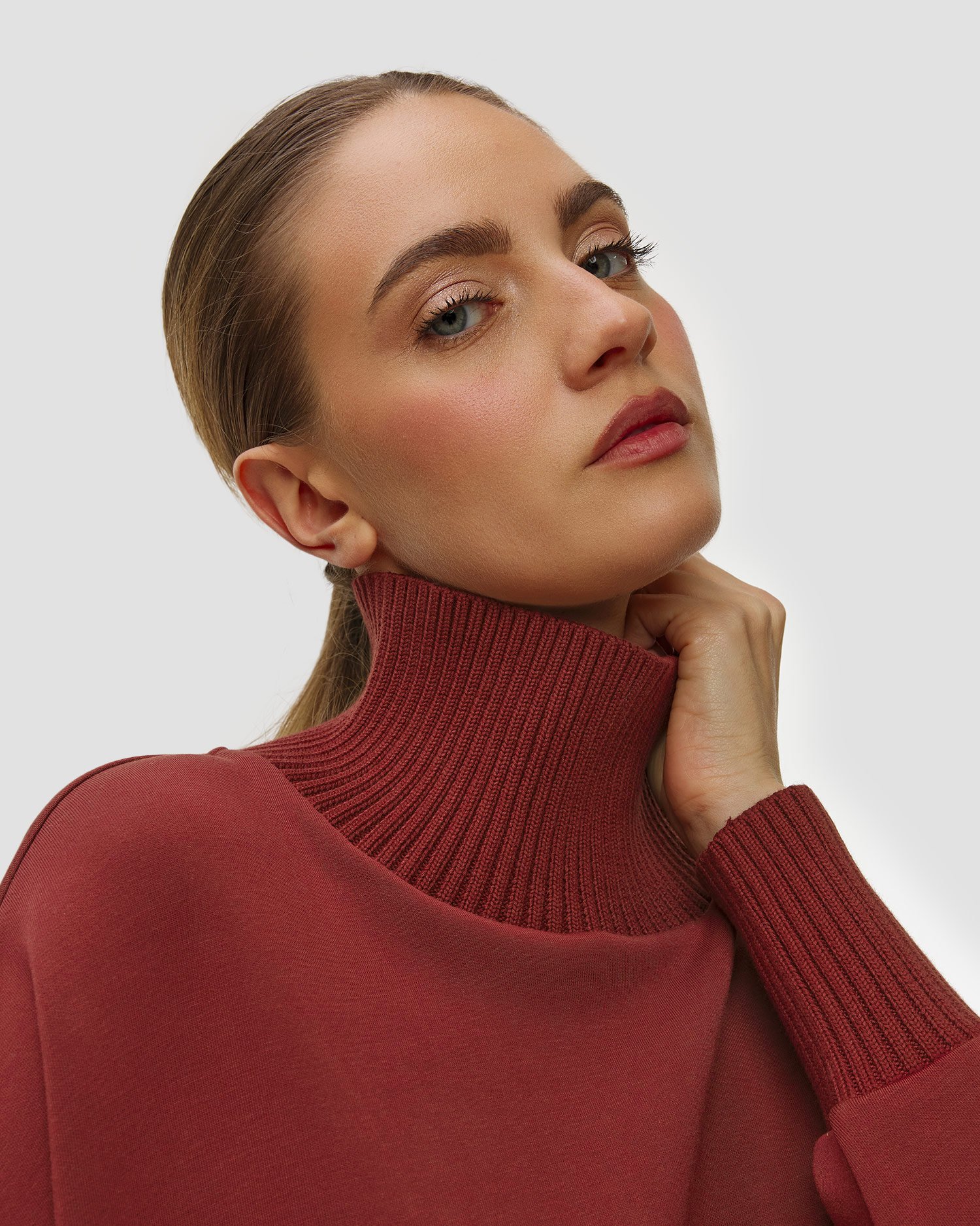 Bordowa bluza z golfem damska Varley Barker High Neck Sweat