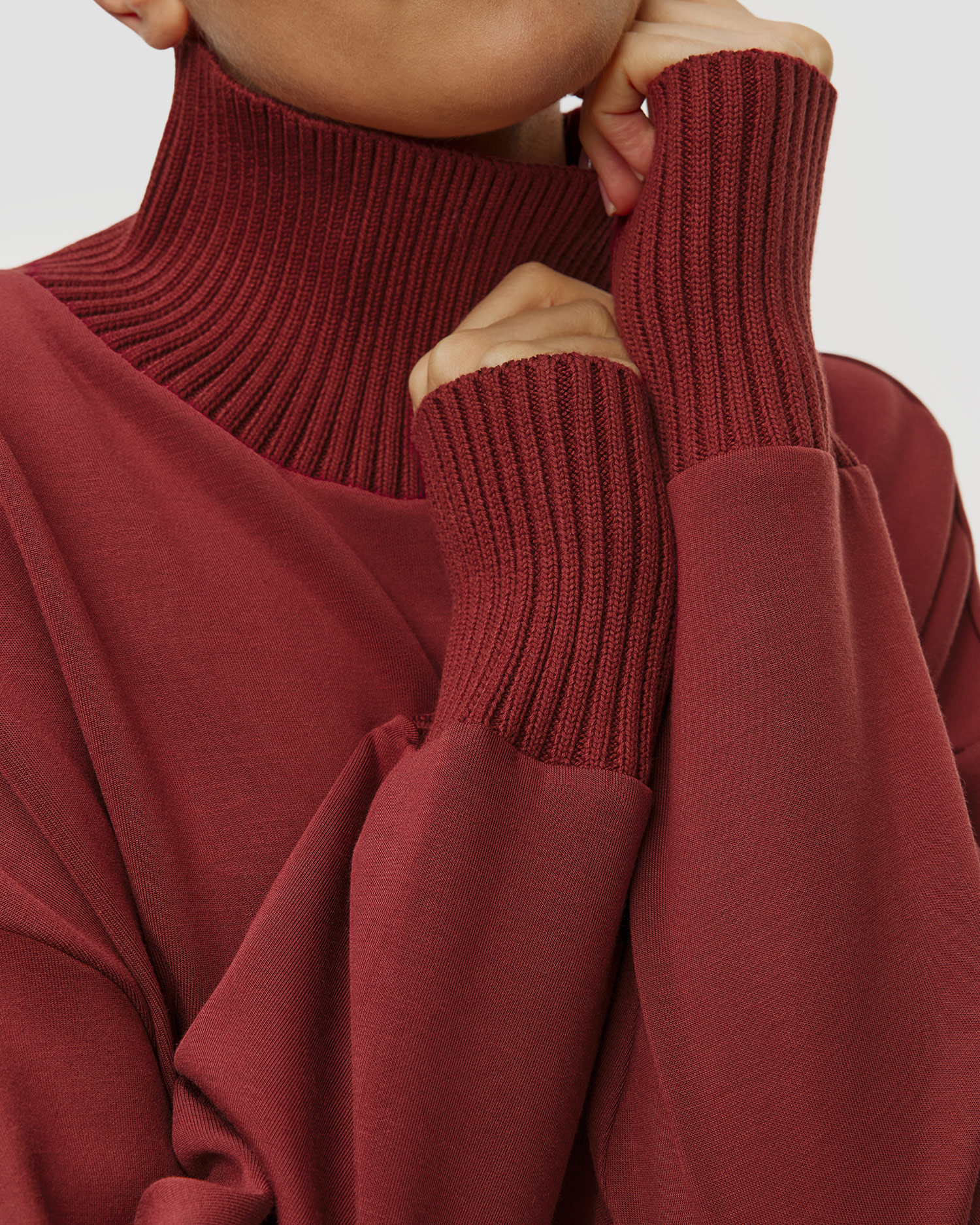 Bordowa bluza z golfem damska Varley Barker High Neck Sweat