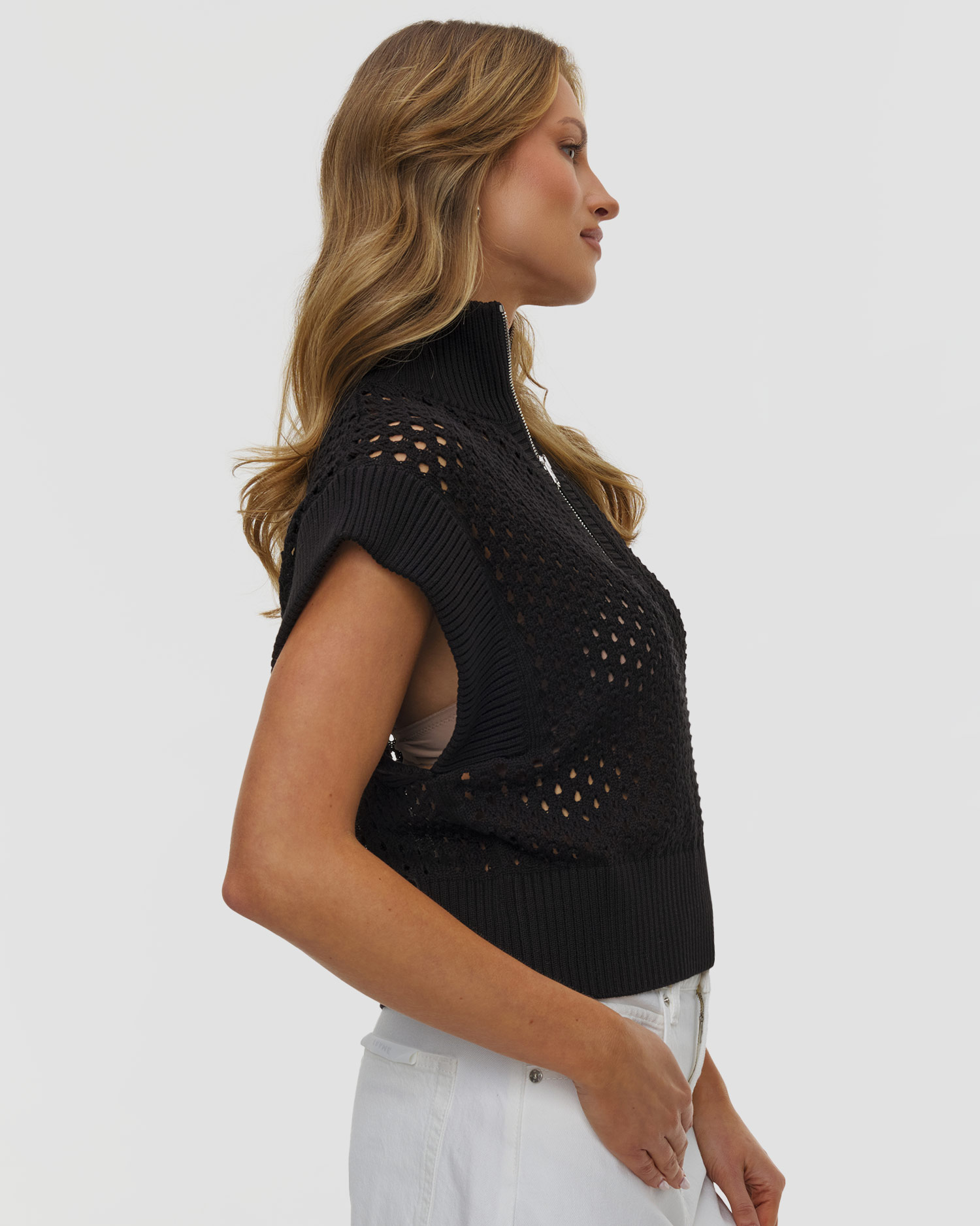 Pulover negru pentru femei Varley Gaines Half Zip Knit