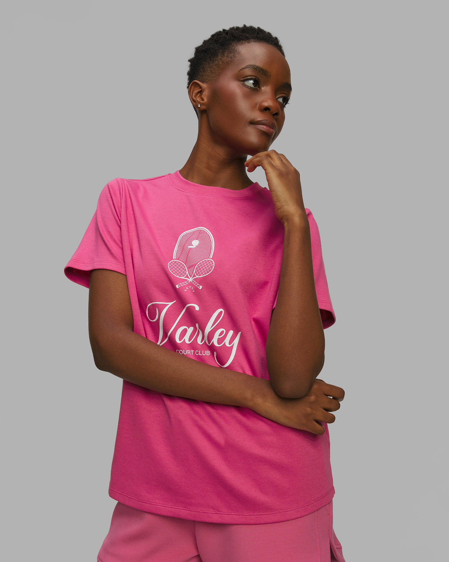 Varley Coventry Branded Tee Damen-T-Shirt in Pink